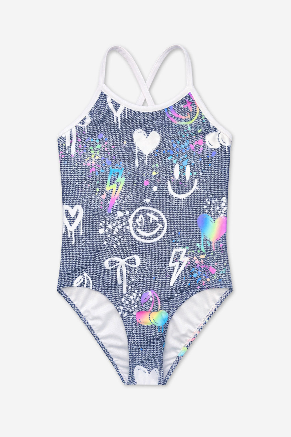 Strappy One Piece Swimsuit - Tie Dye Rainbow Ice Cream