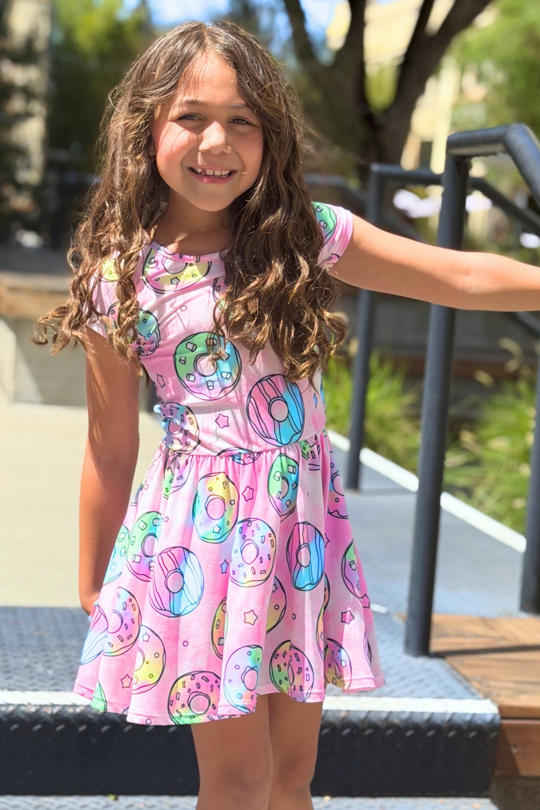 Simply Soft Short Sleeve Be Happy Dress - Pink Leopard Rainbow