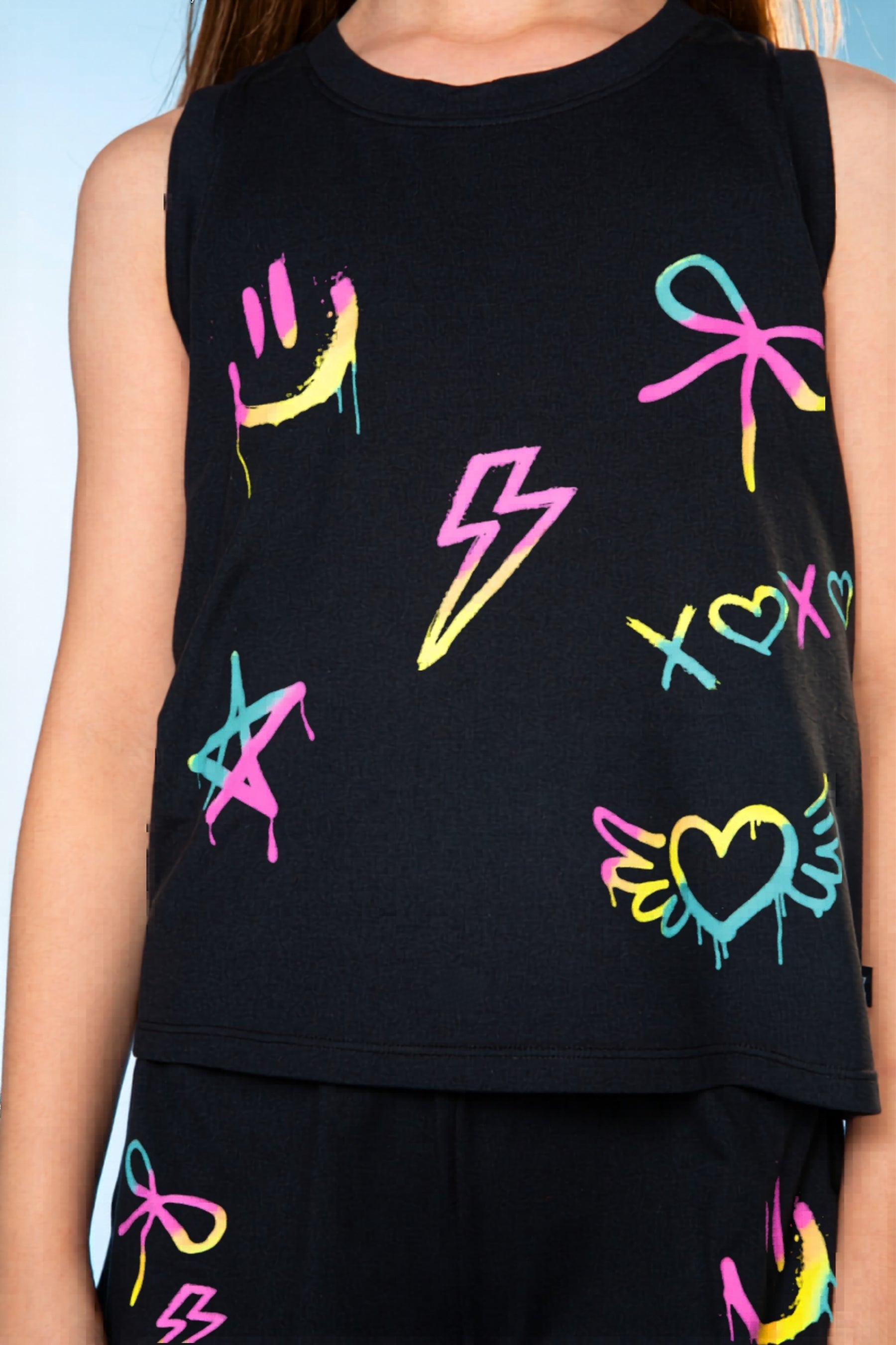 Simply Soft Tank & Dolphin Short Set - Black Rainbow Ombre Icons - NEW!