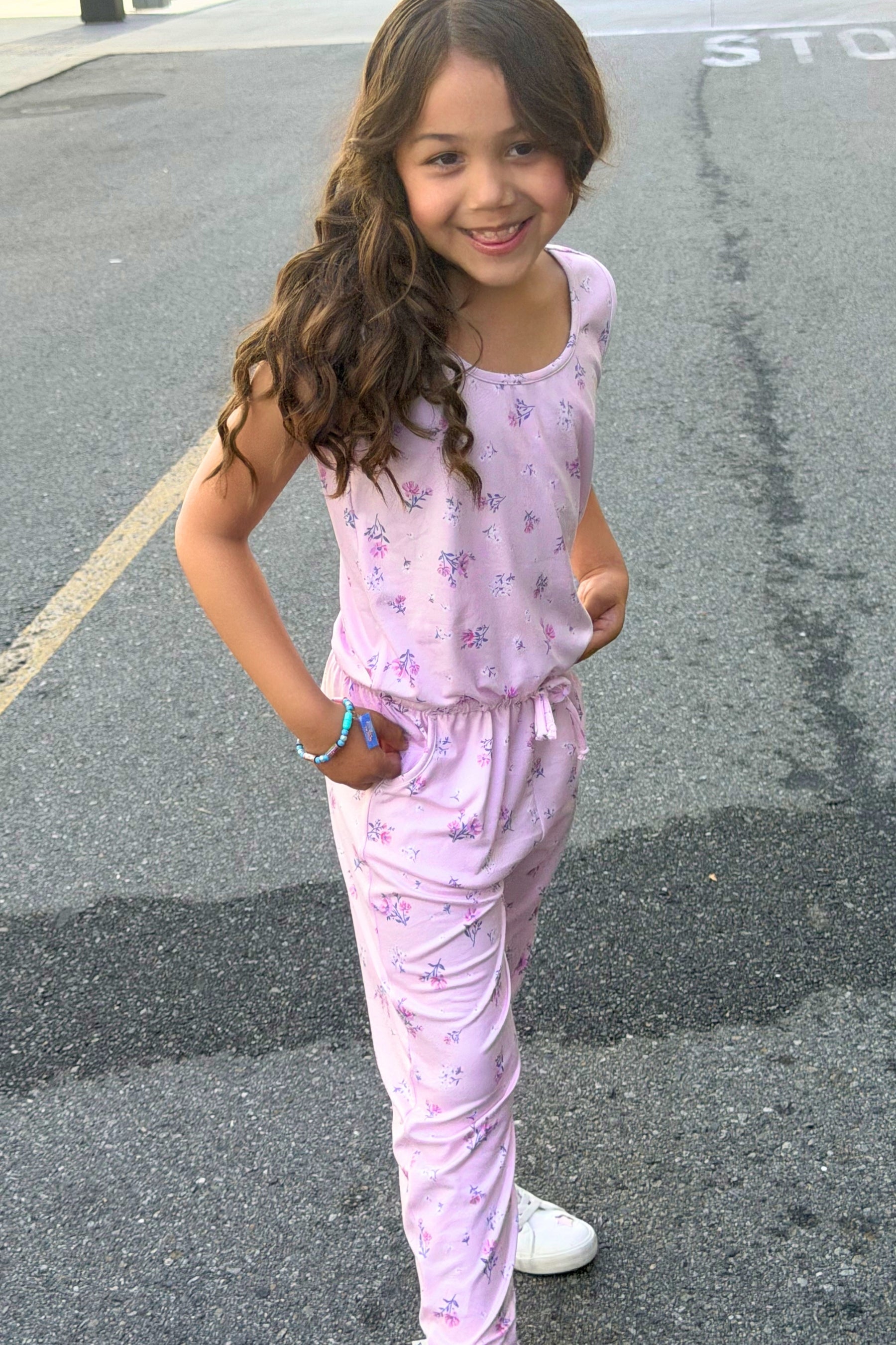 Simply Soft Long Jumpsuit - Blush Pink Ditsy Floral - NEW!