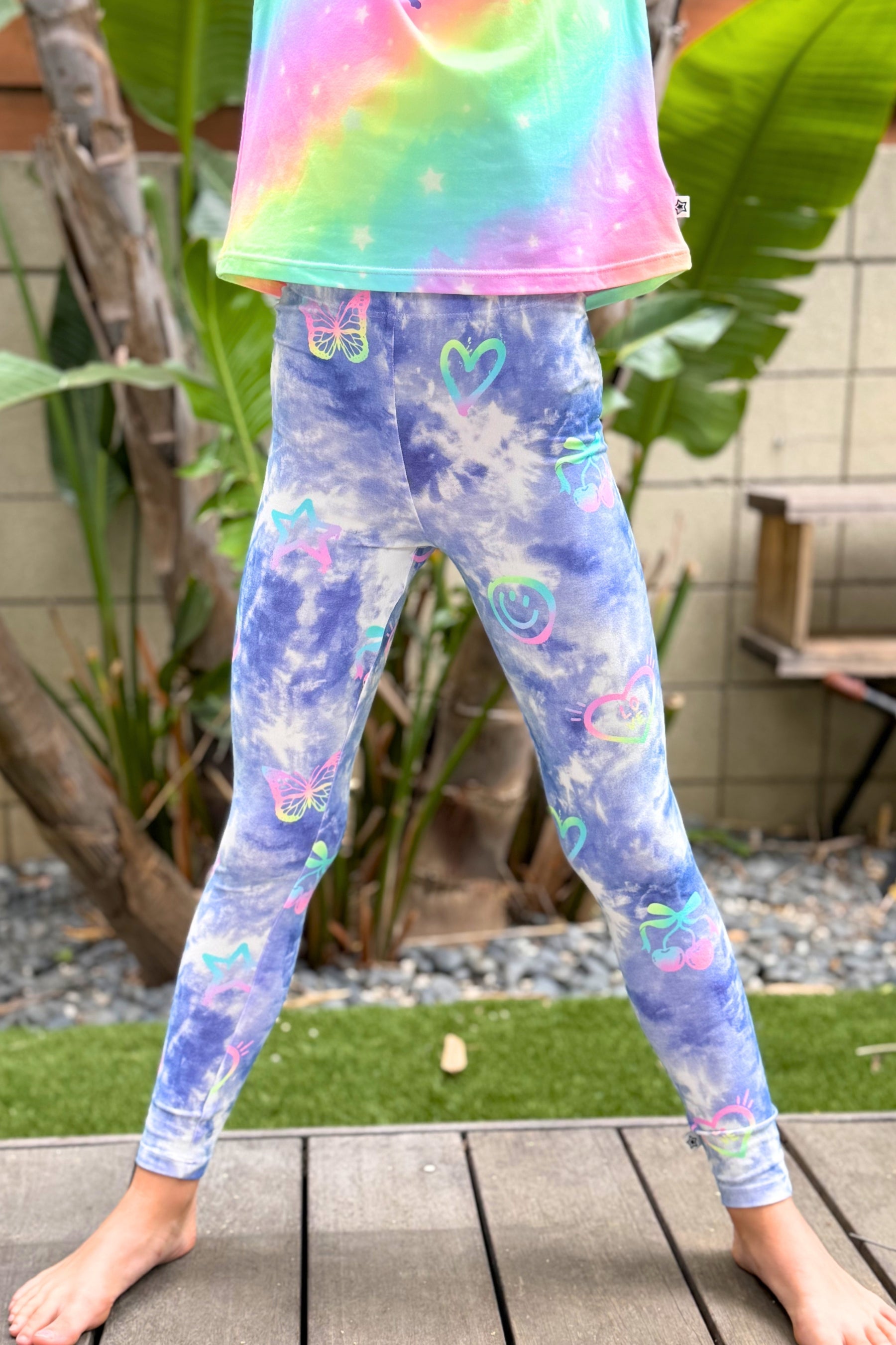 Simply Soft Long Legging. - Denim Tie Dye Graffiti Elements - NEW!