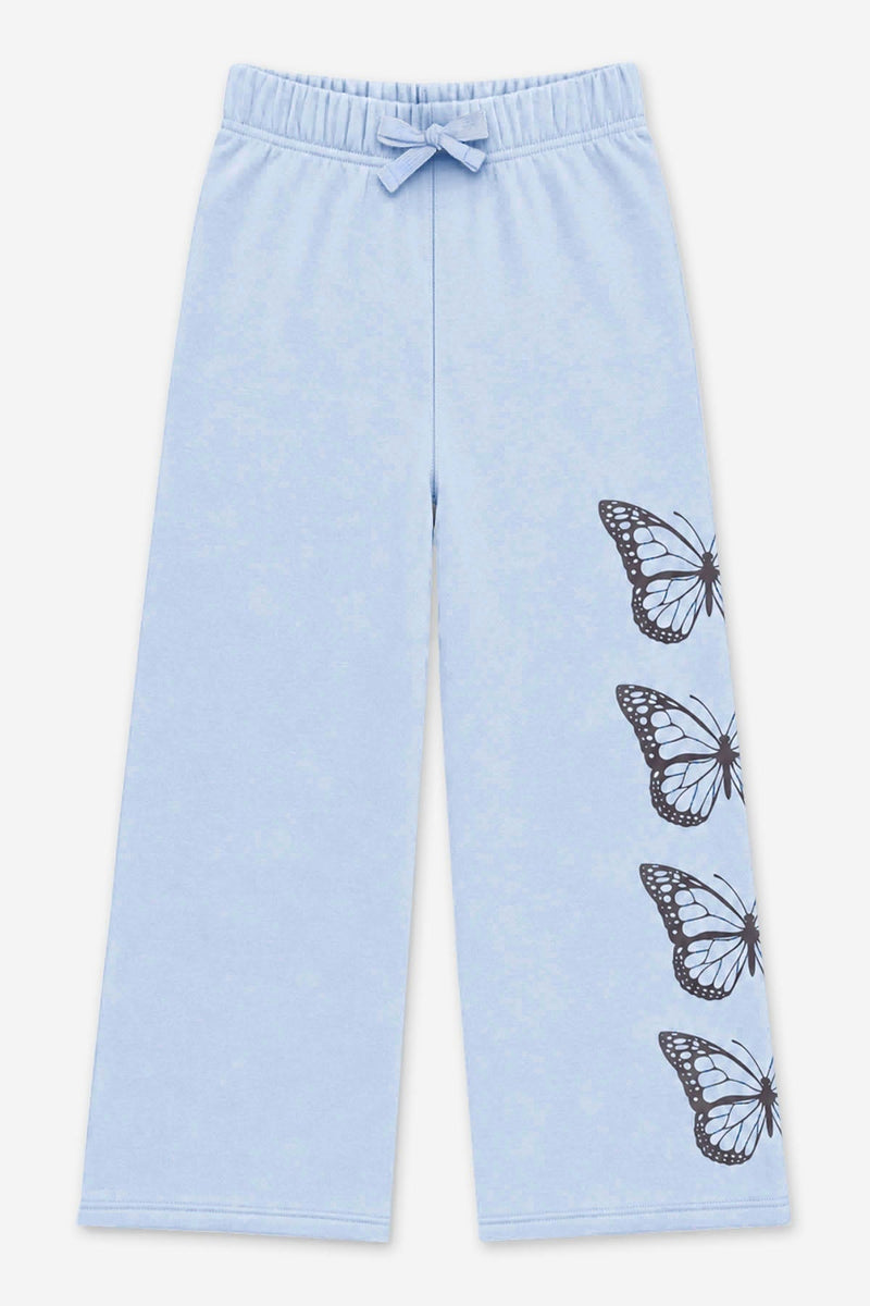 Cloud Soft French Terry Wide Leg Pant - Light Blue Butterfly - NEW!
