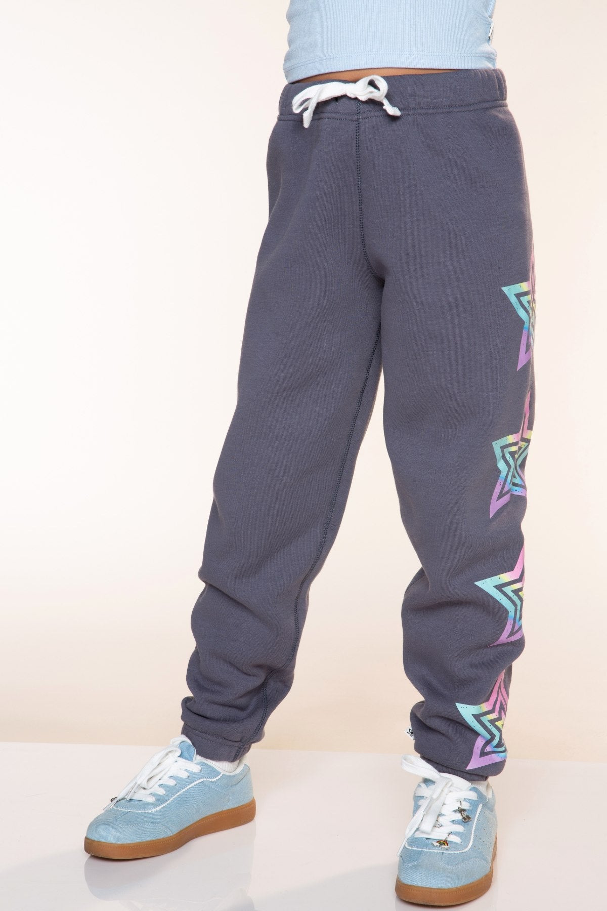 Cloud Soft French Terry Sweatpant - Black Pink Sequin Patches