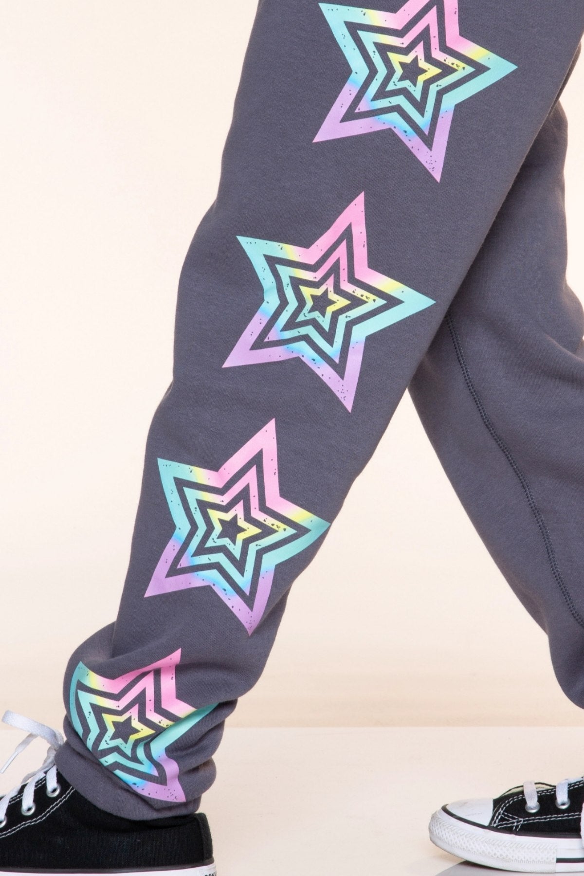 Cloud Soft French Terry Sweatpant - Black Pink Sequin Patches