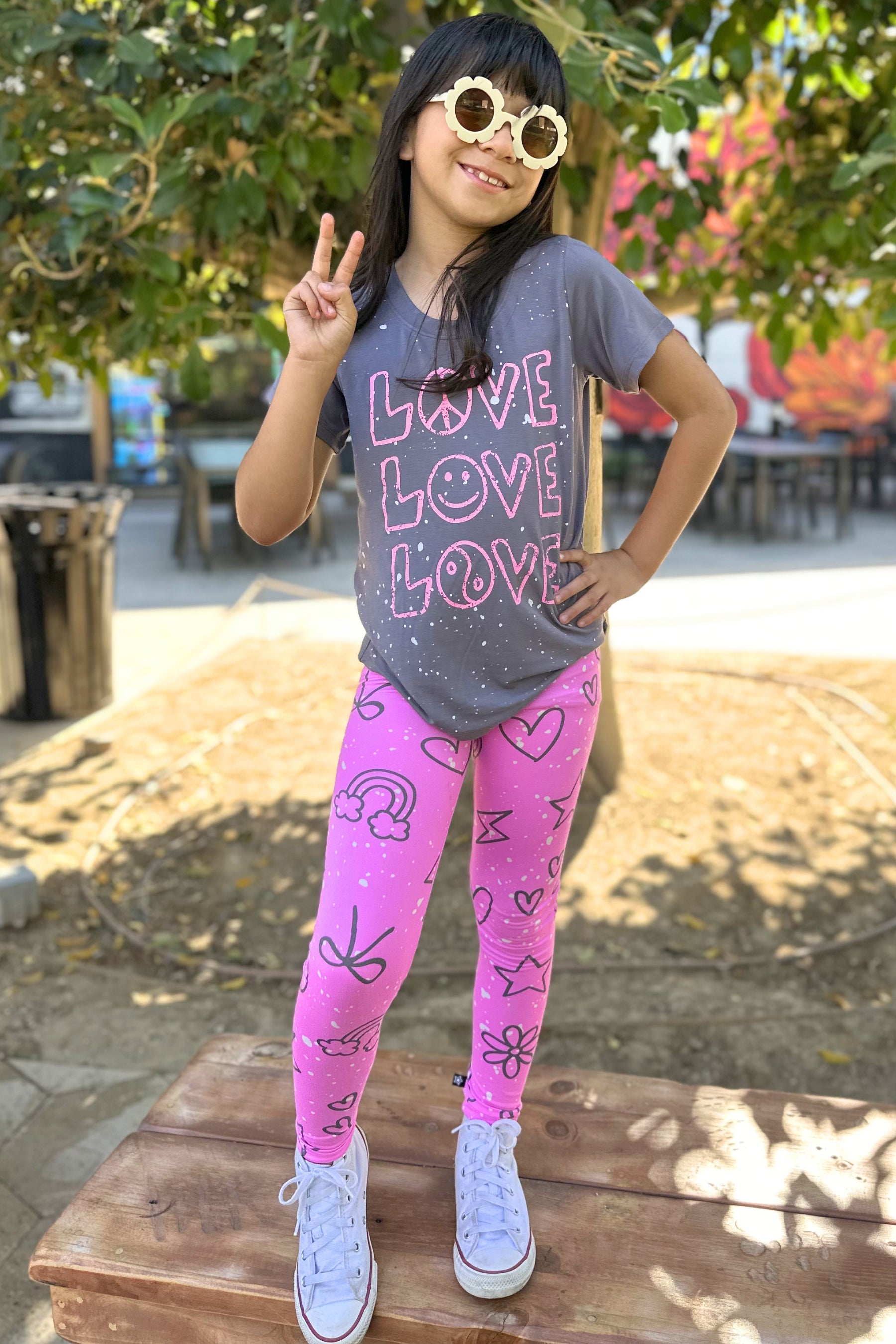 2 Pack Modal Short Sleeve Top & Simply Soft Long Legging - Charcoal Pink Love Splatter | Neon Pink Sketch Emoji - NEW!
