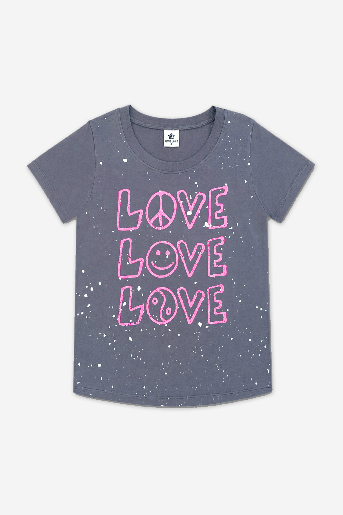 Modal Short Sleeve Top - Charcoal Pink Love Splatter - NEW!