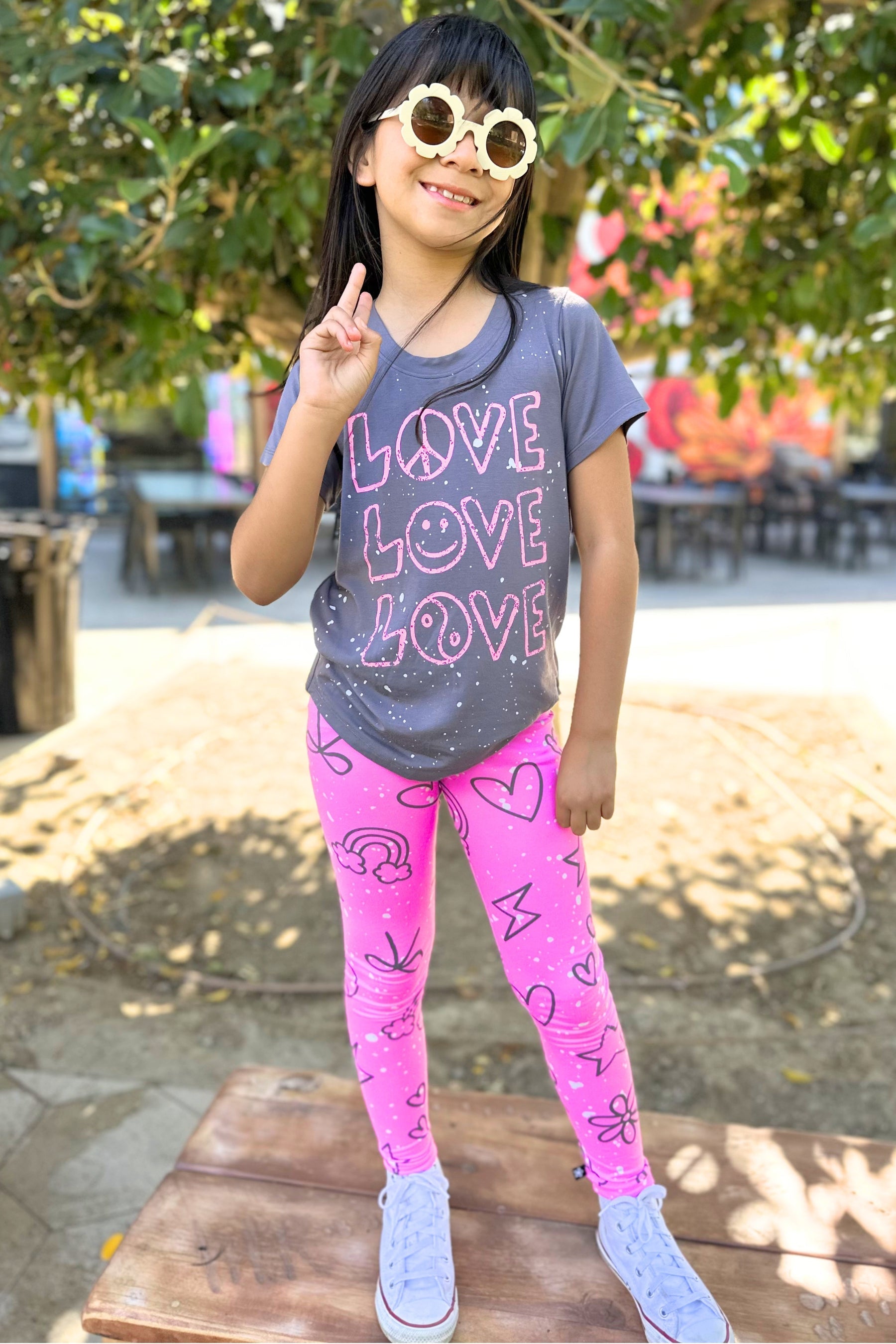 Simply Soft Long Legging. - Neon Pink Sketch Emoji - NEW!