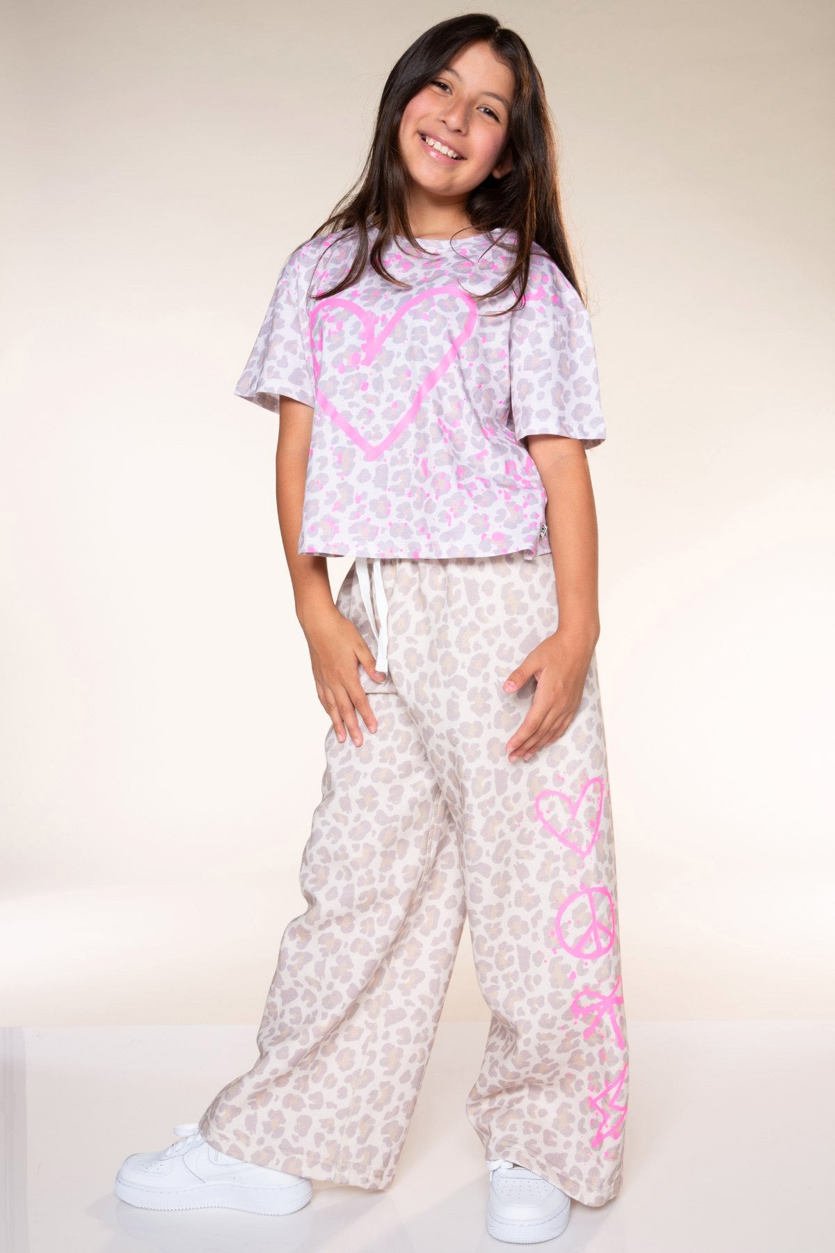 Washed Cotton Drop Shoulder Tee. - Grey Pink Moon