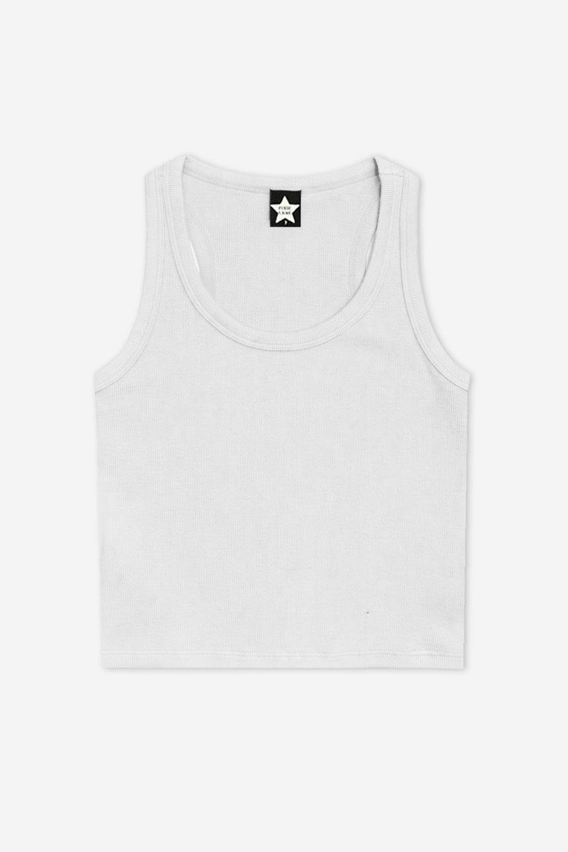Ultra-Soft Ribbed Scoop Racer Tank - White - NEW!