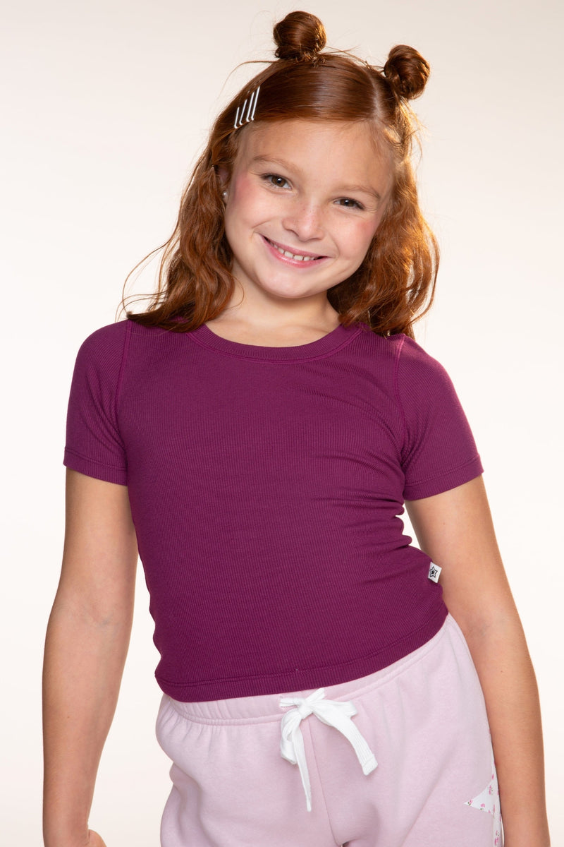 Ultra-Soft Ribbed Fitted Tee - Burgundy - NEW!