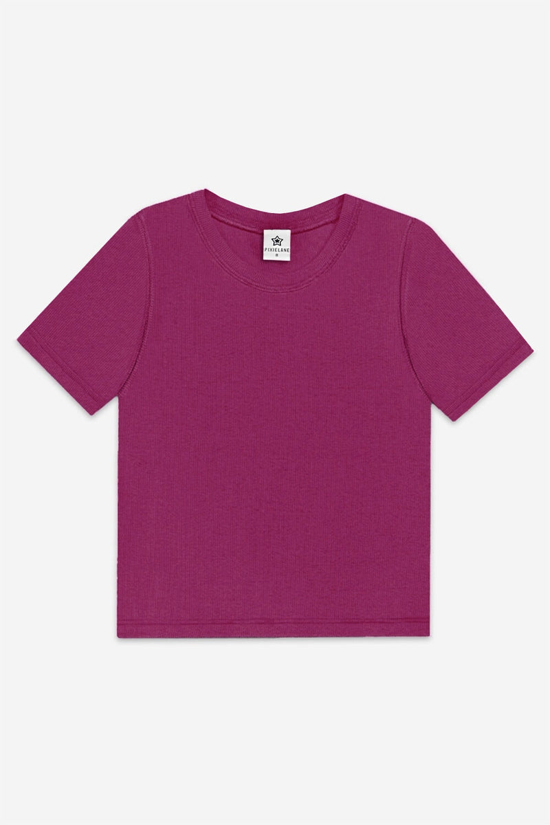 Ultra-Soft Ribbed Fitted Tee - Burgundy - NEW!