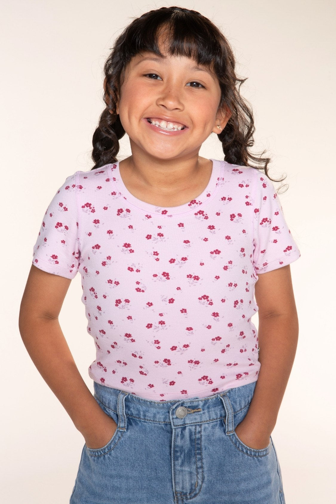 5-Pack Ultra-Soft Ribbed Fitted Tee - Black | Pink Burgundy Floral | Hot Pink | Oatmeal Pink Floral | Soft Lilac - NEW!