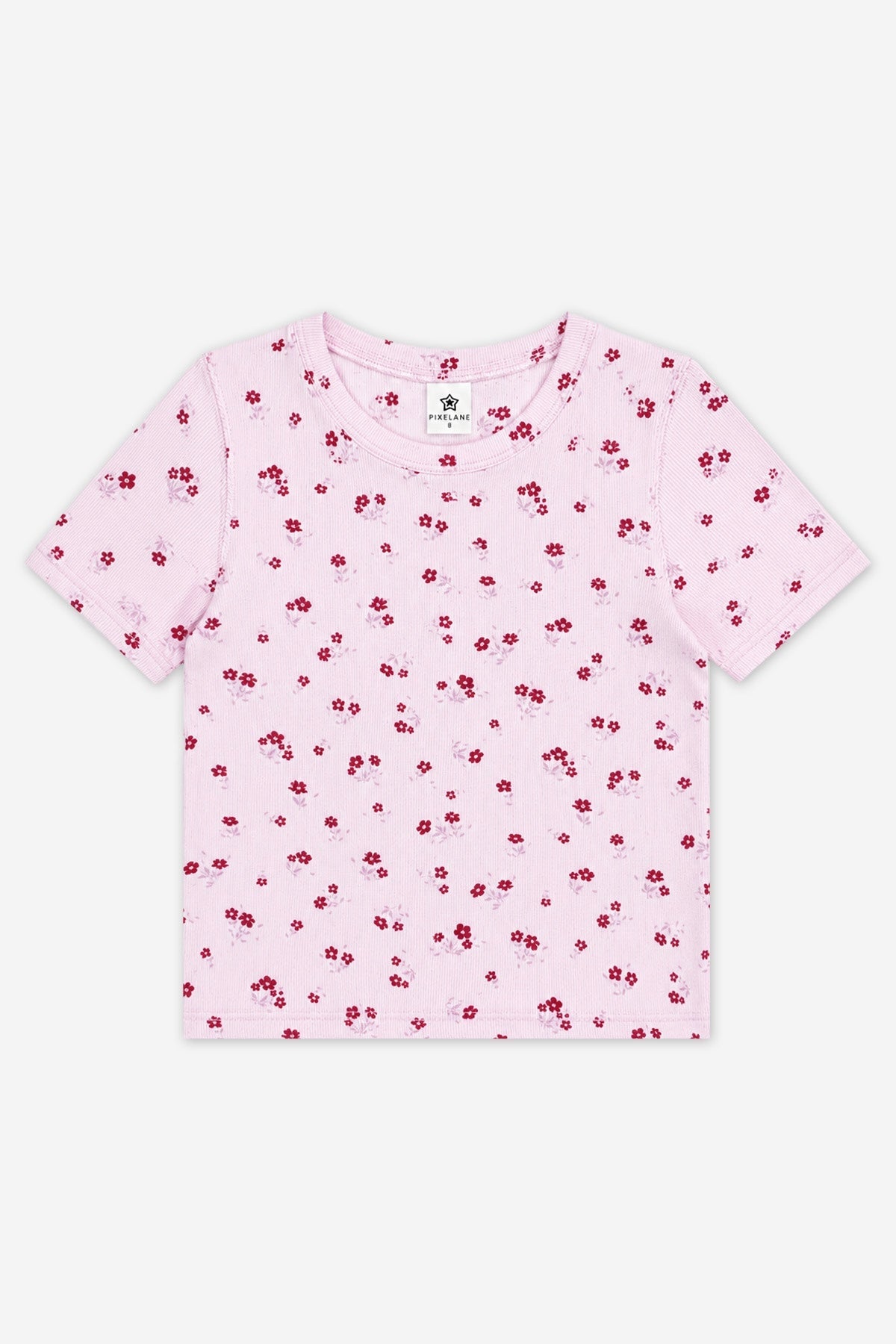 Ultra-Soft Ribbed Fitted Tee - Oatmeal Pink Floral - NEW!
