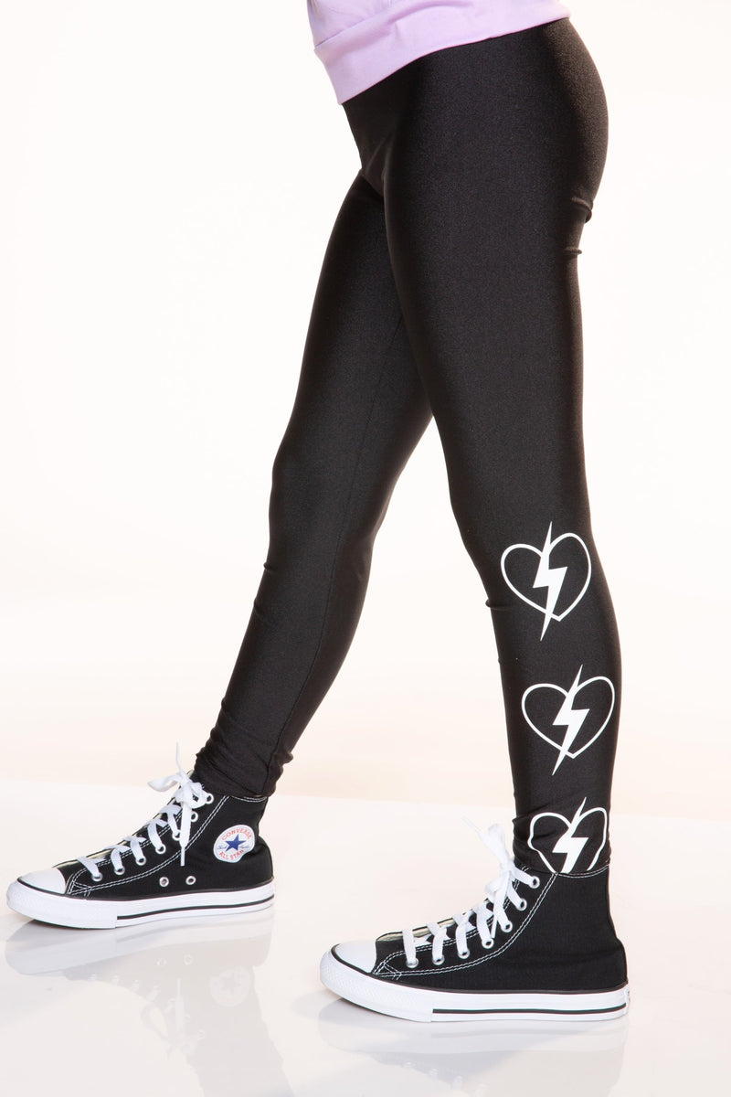 High Shine Long Legging - Black Heart Bolt - NEW!