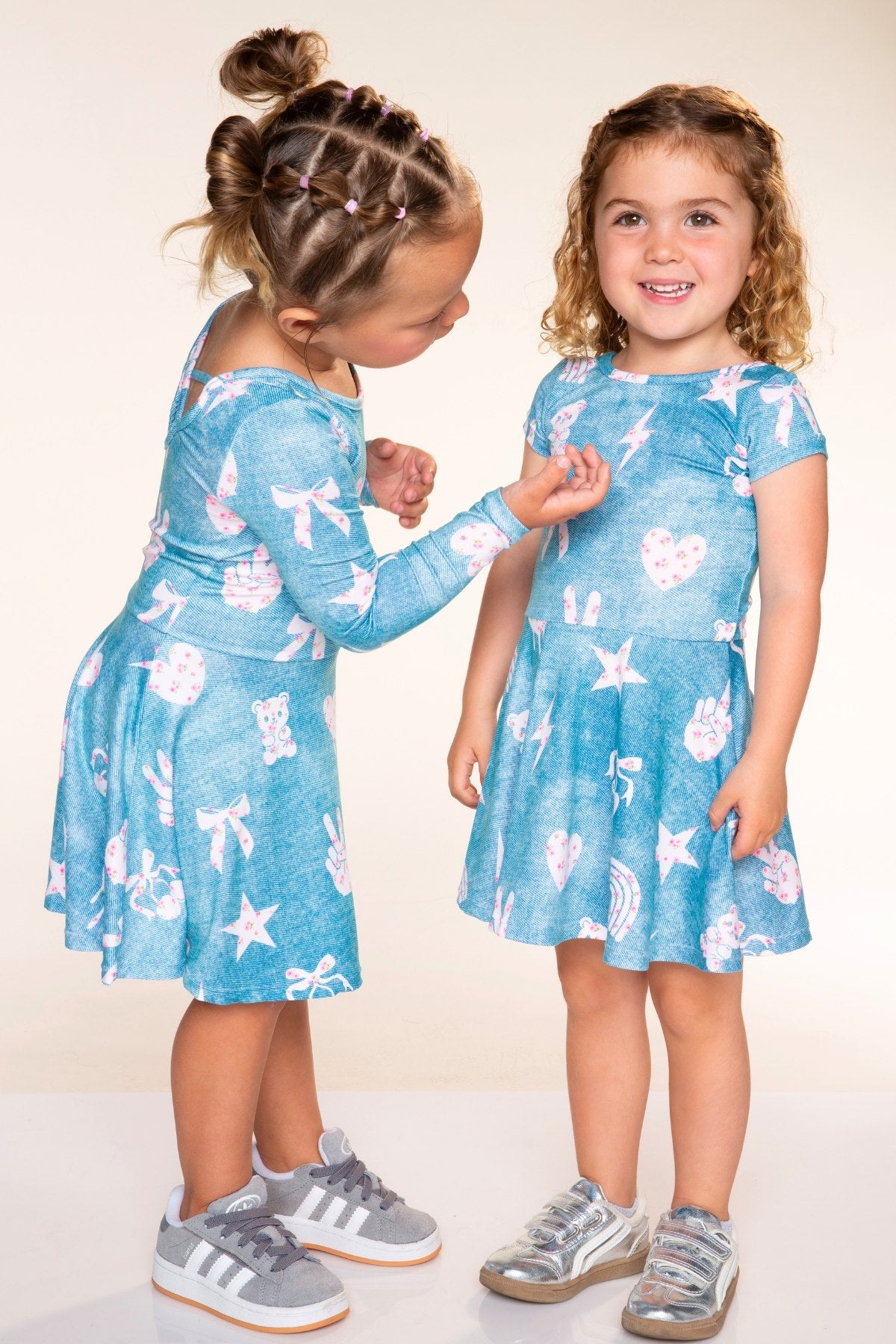 Simply Soft Short Sleeve Skater Dress - Denim Ivory Floral - NEW!
