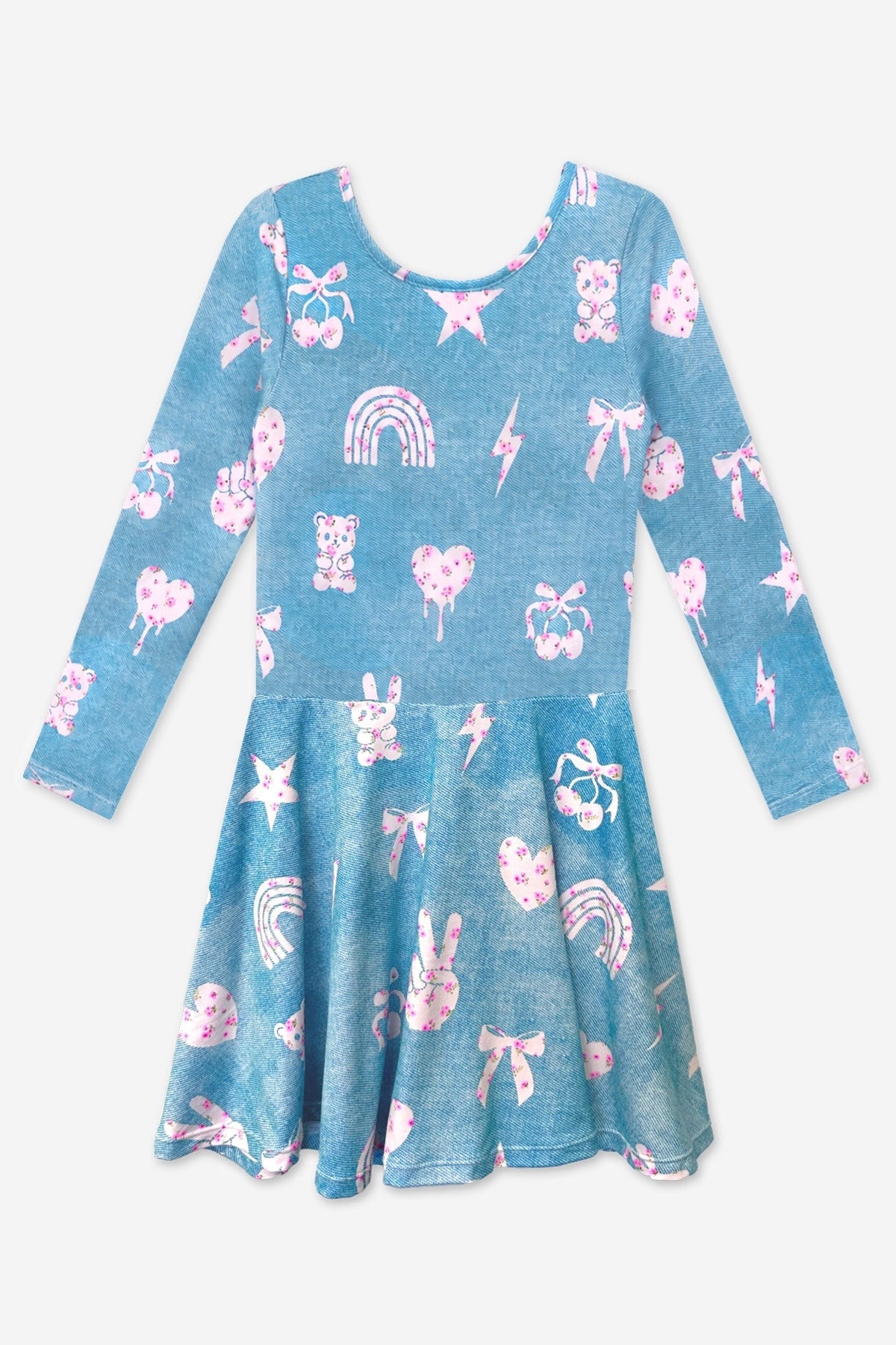 2 Pack Pretty Pink Floral Emoji Dress & Legging Set - Denim Floral Mauve - NEW!