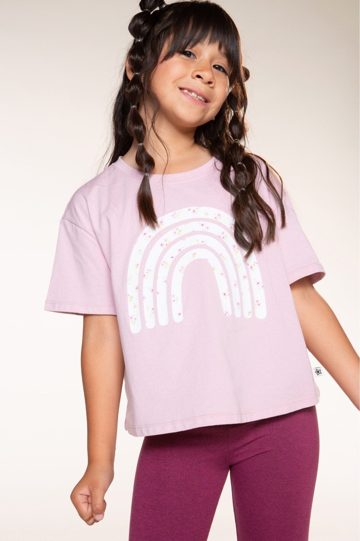 Washed Cotton Drop Shoulder Tee. - Grey Pink Moon