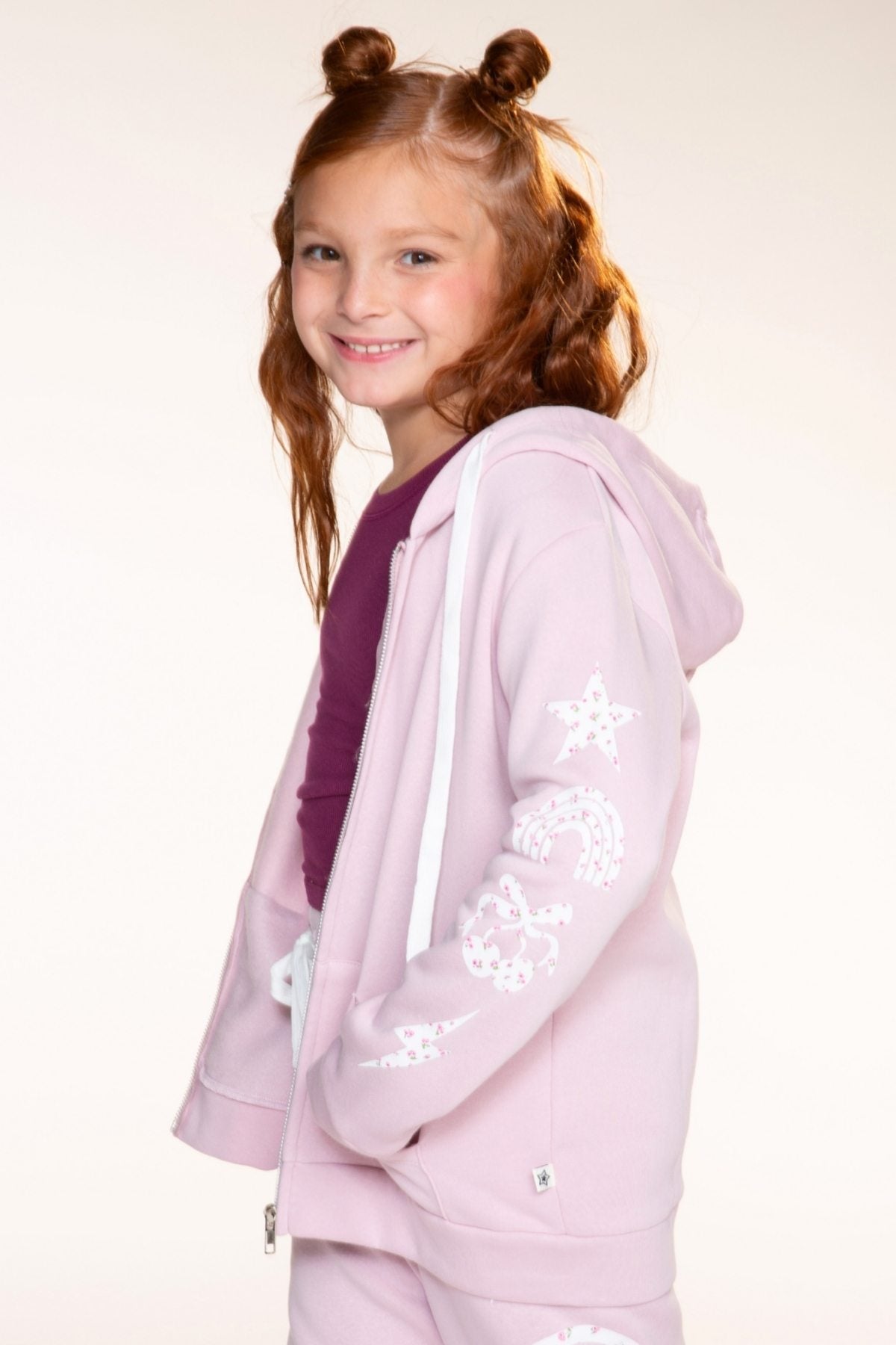 Cloud Soft French Terry Easy Zip Hoodie - Vintage Rose Floral Icons - NEW!
