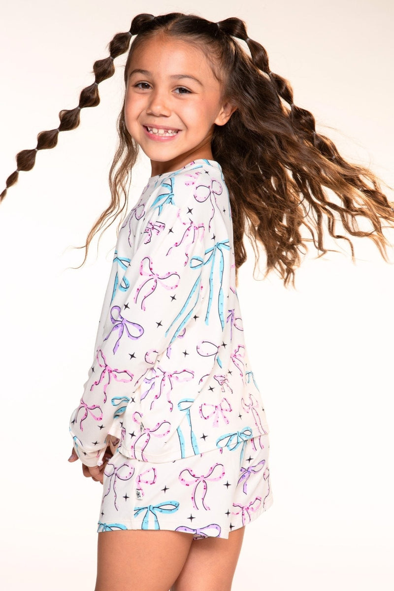 Simply Soft Long Sleeve Easy Tee & Dolphin Short - Ivory Floral Bow - NEW!