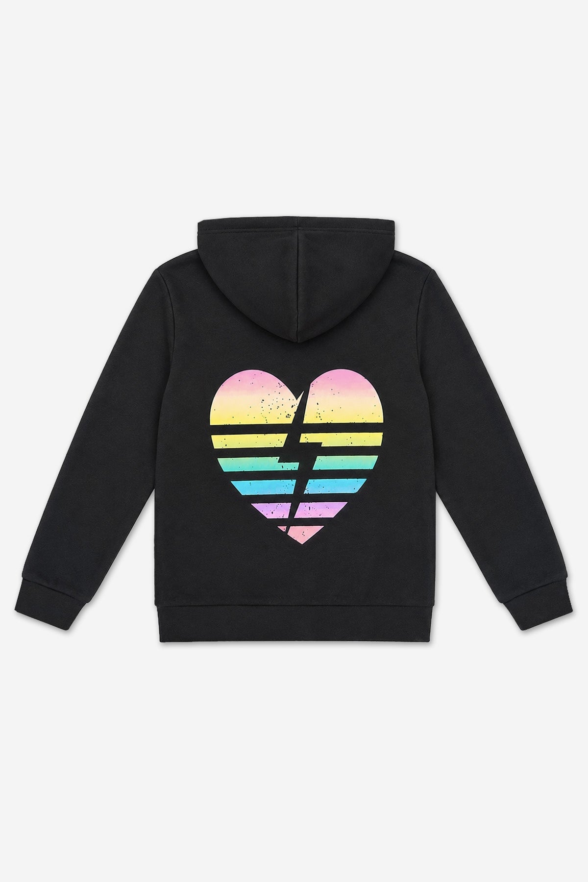 Cloud Soft French Terry Easy Zip Hoodie - Black Rainbow Heart Bolt - NEW!