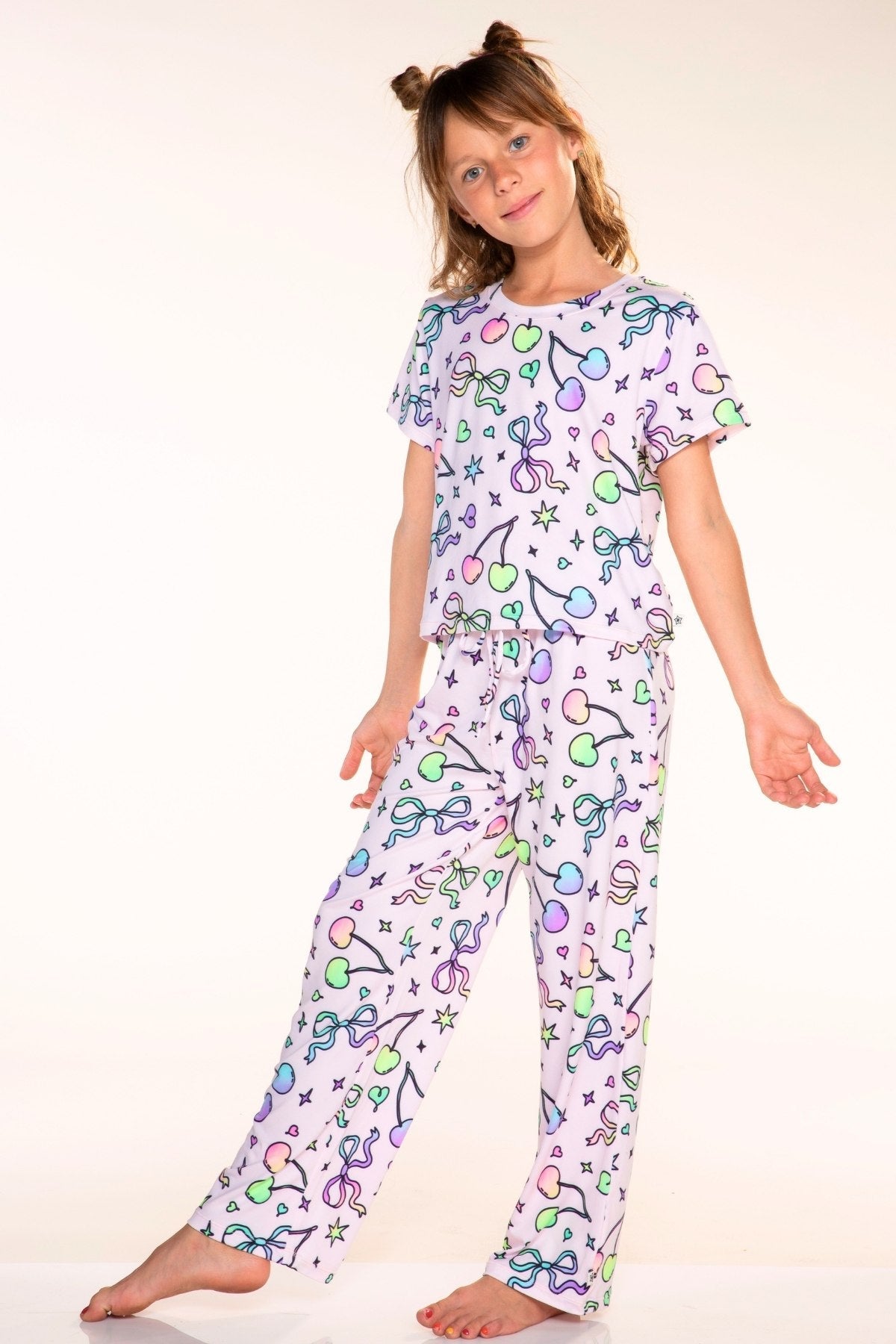 Simply Soft Easy Tee & Karate Pant - Pink Rainbow Bow Cherry - NEW!