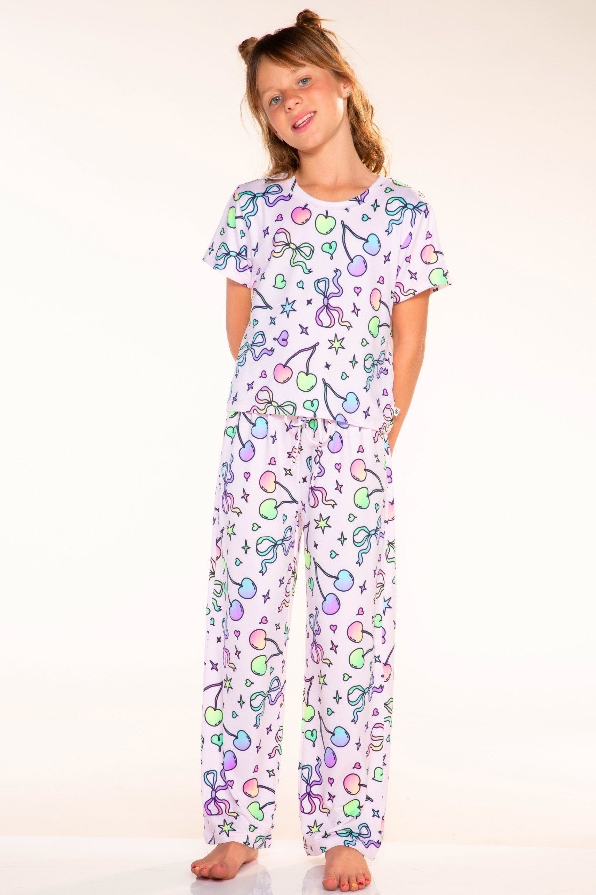 Simply Soft Easy Tee & Karate Pant - Pink Rainbow Bow Cherry - NEW!