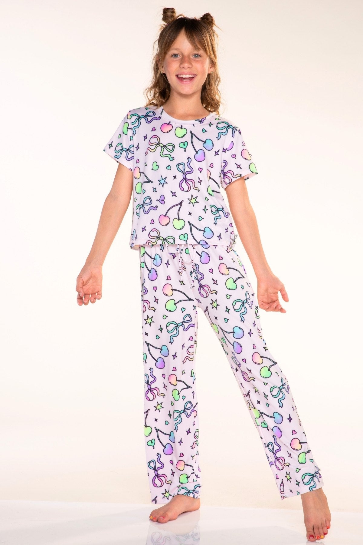 Simply Soft Easy Tee & Karate Pant - Pink Rainbow Bow Cherry - NEW!