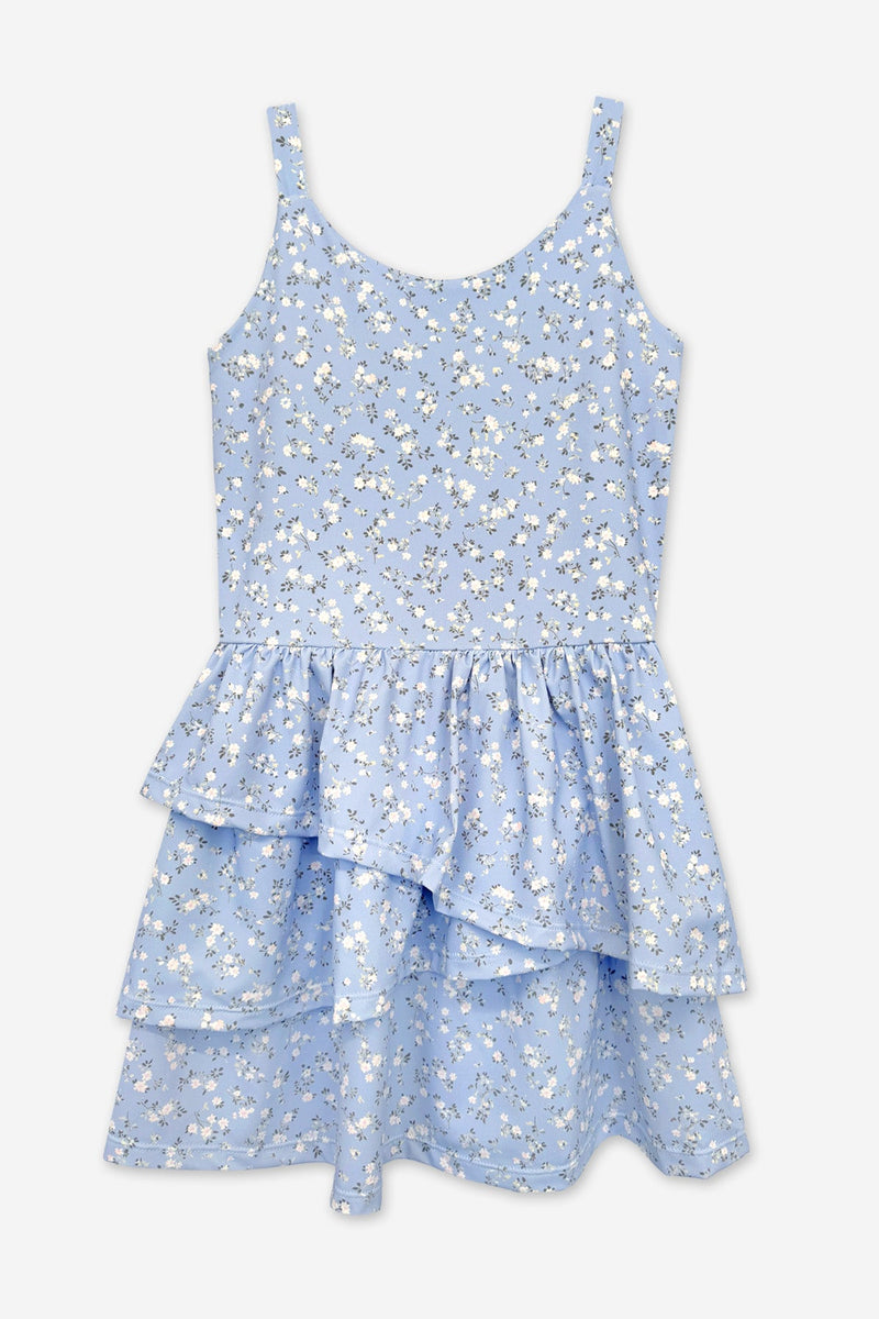 Air Swift Asymmetrical Tank Dress - Ice Blue Floral - NEW!