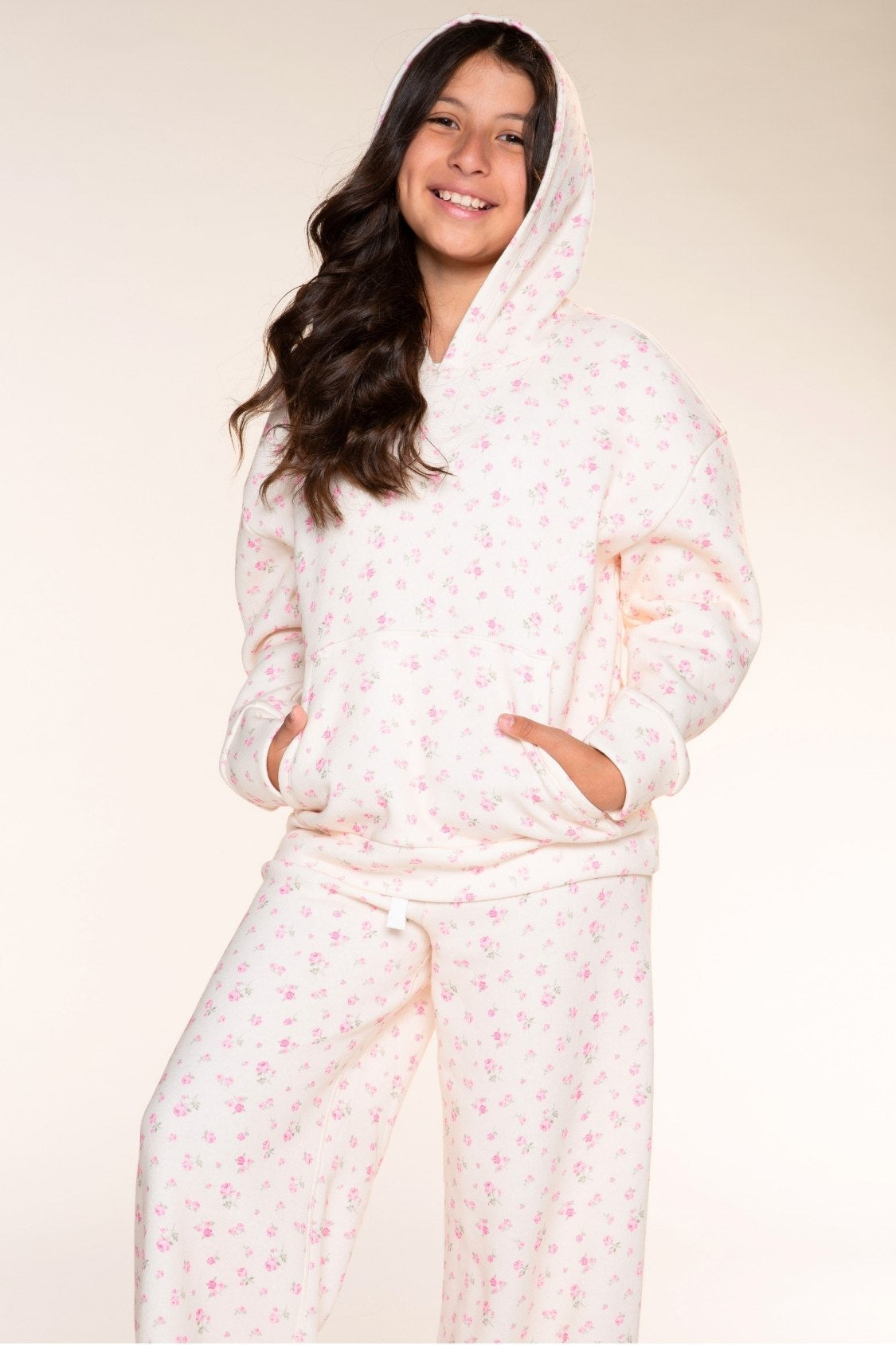 Cloud Soft Oversized Hoodie - Ivory Ditsy Pink Floral - NEW!