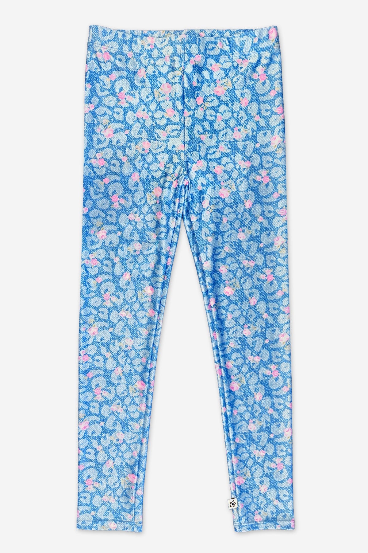 High Shine Long Legging - Denim Leopard Floral - NEW!