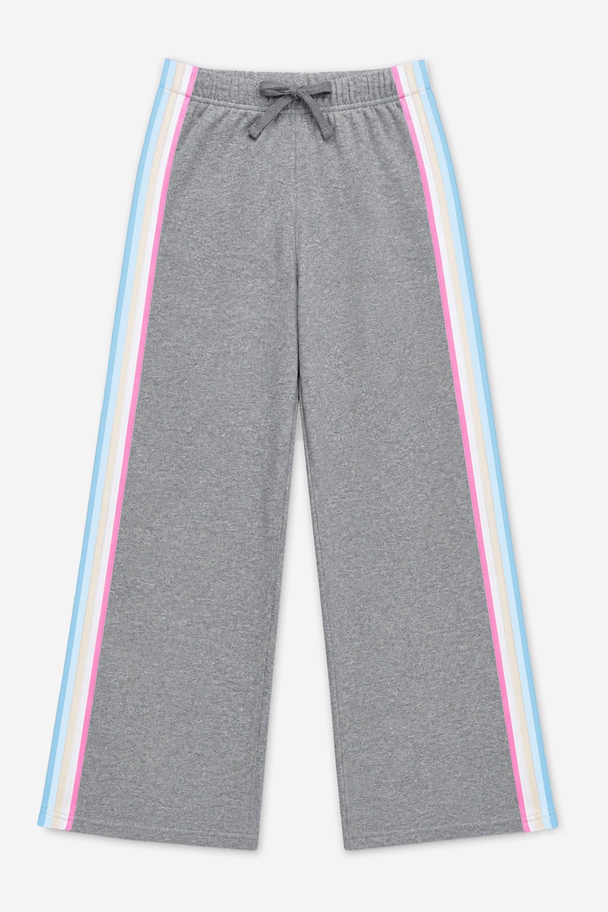 Cloud Soft French Terry Wide Leg Pant - Dusty Pink Blue Ivory Pink Stripe - NEW!