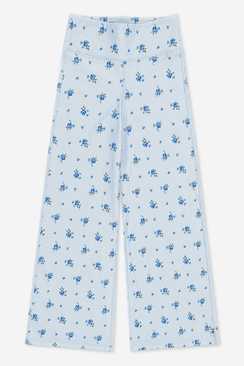 Super Stretch Soft Denim Wide Leg Jegging - Light Blue Denim Floral - NEW!