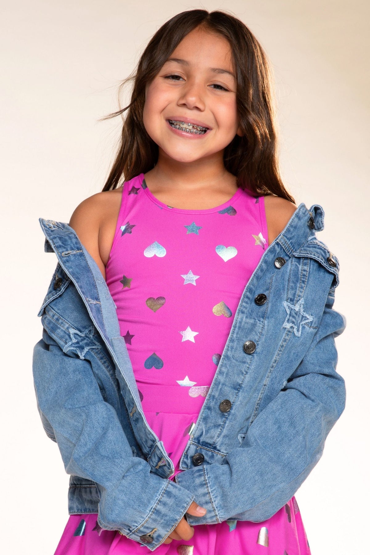 The Perfect Denim Jacket - Medium Blue Wash Pink Floral - NEW!