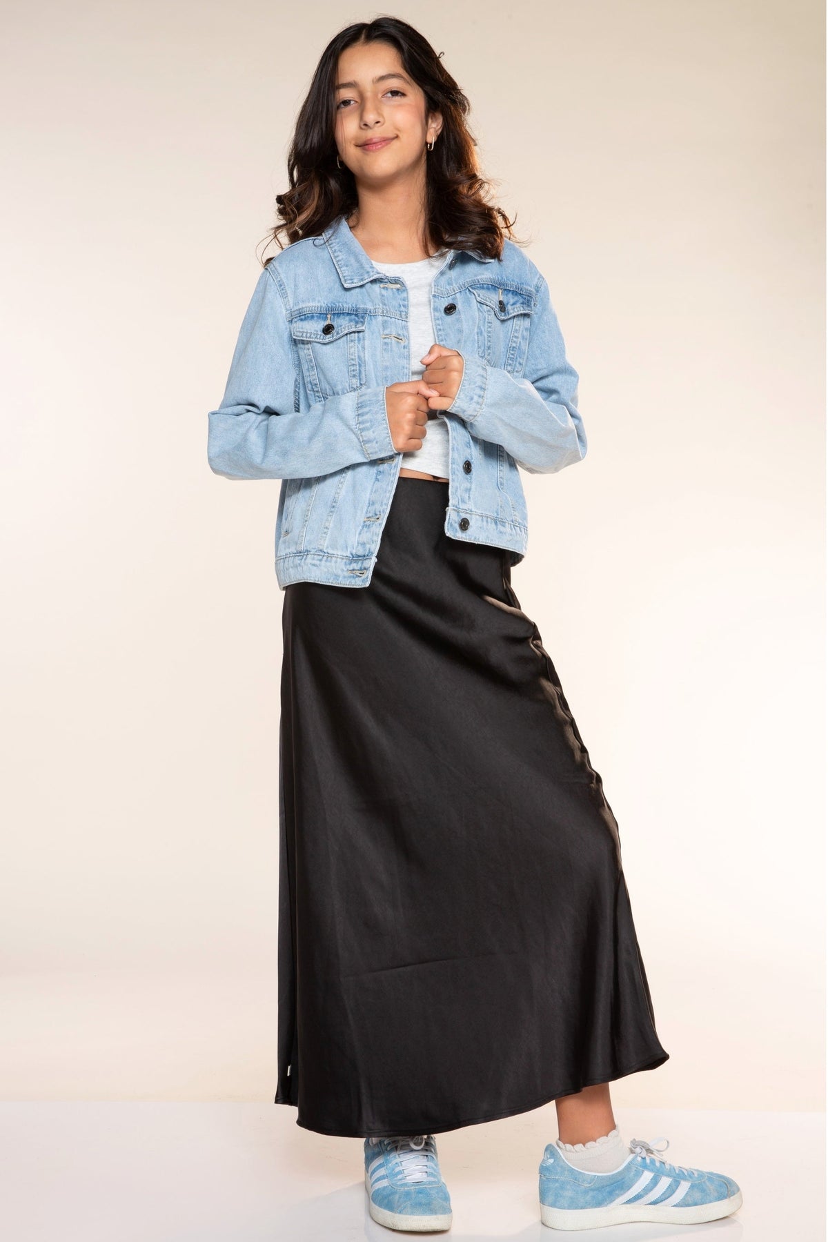 Washed Satin Maxi Skirt - Blue Ice - NEW!