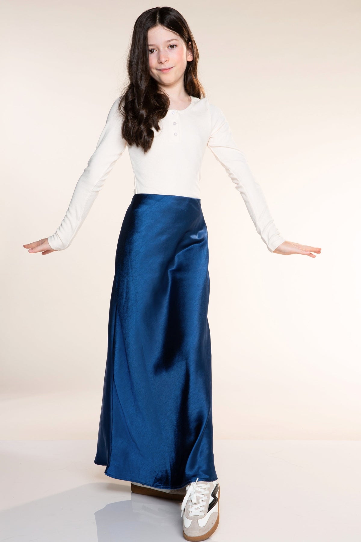 Washed Satin Maxi Skirt - Blue Ice - NEW!