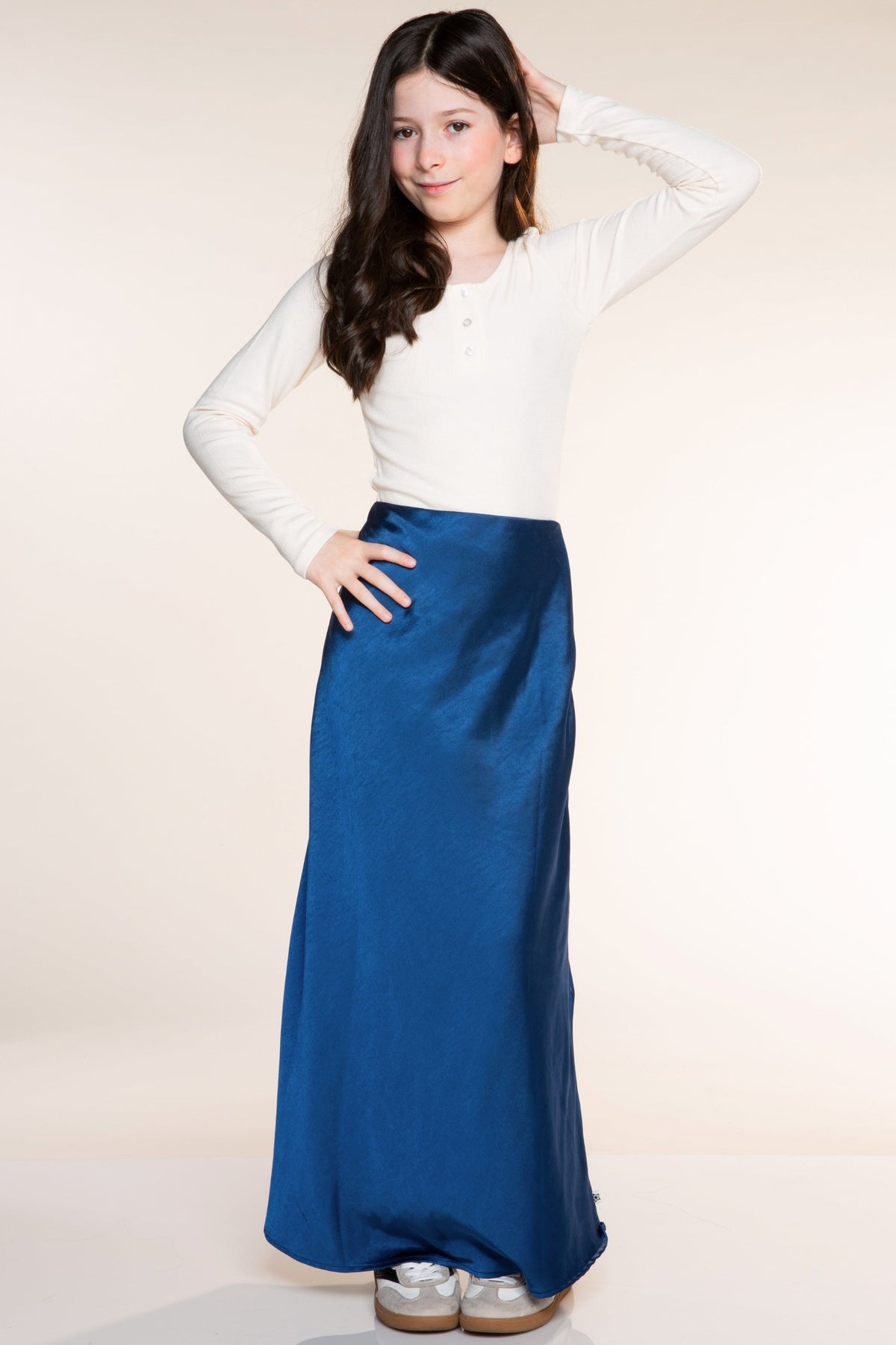 Washed Satin Maxi Skirt - Blue Ice - NEW!