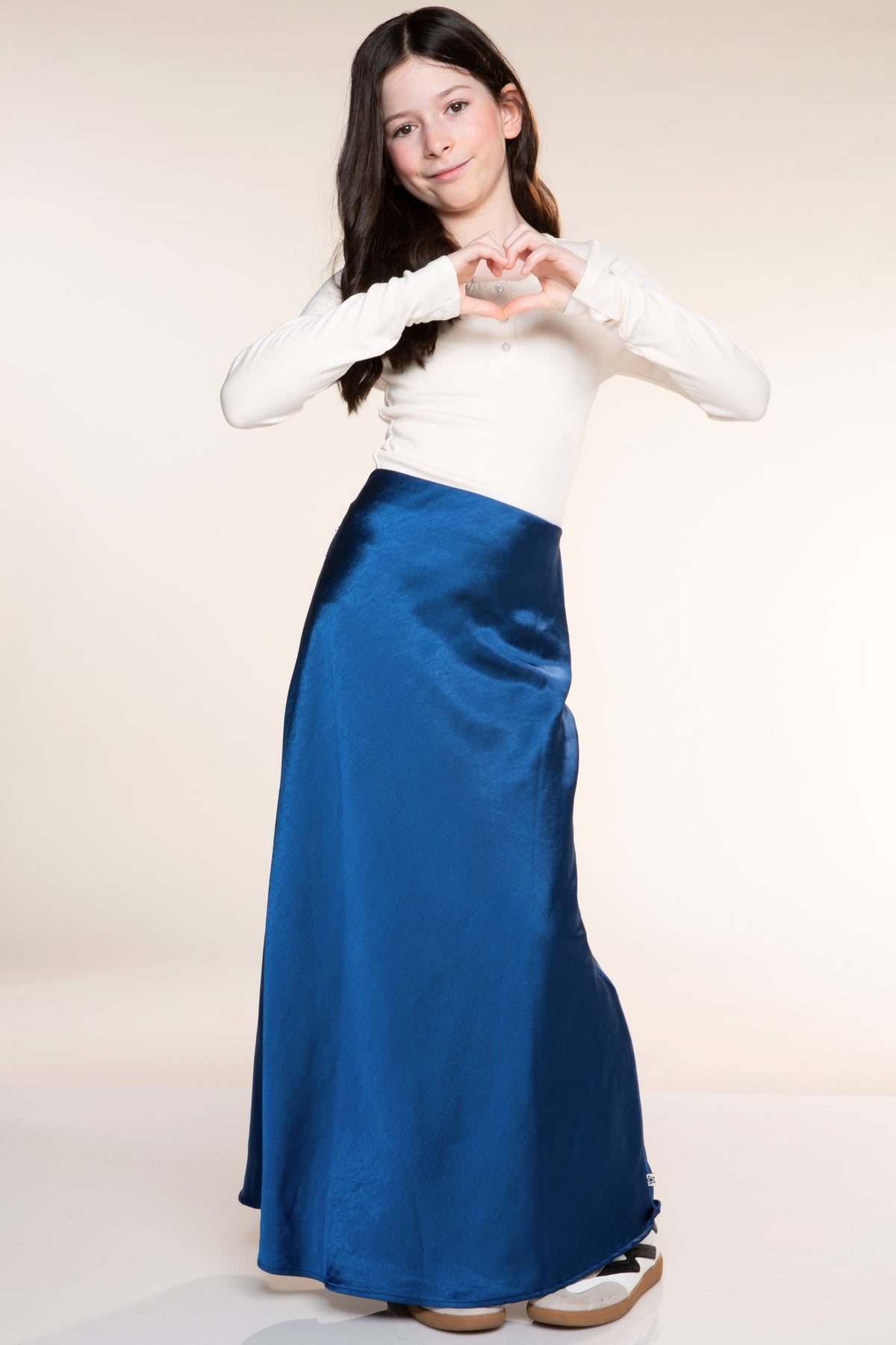 Washed Satin Maxi Skirt - Blue Ice - NEW!