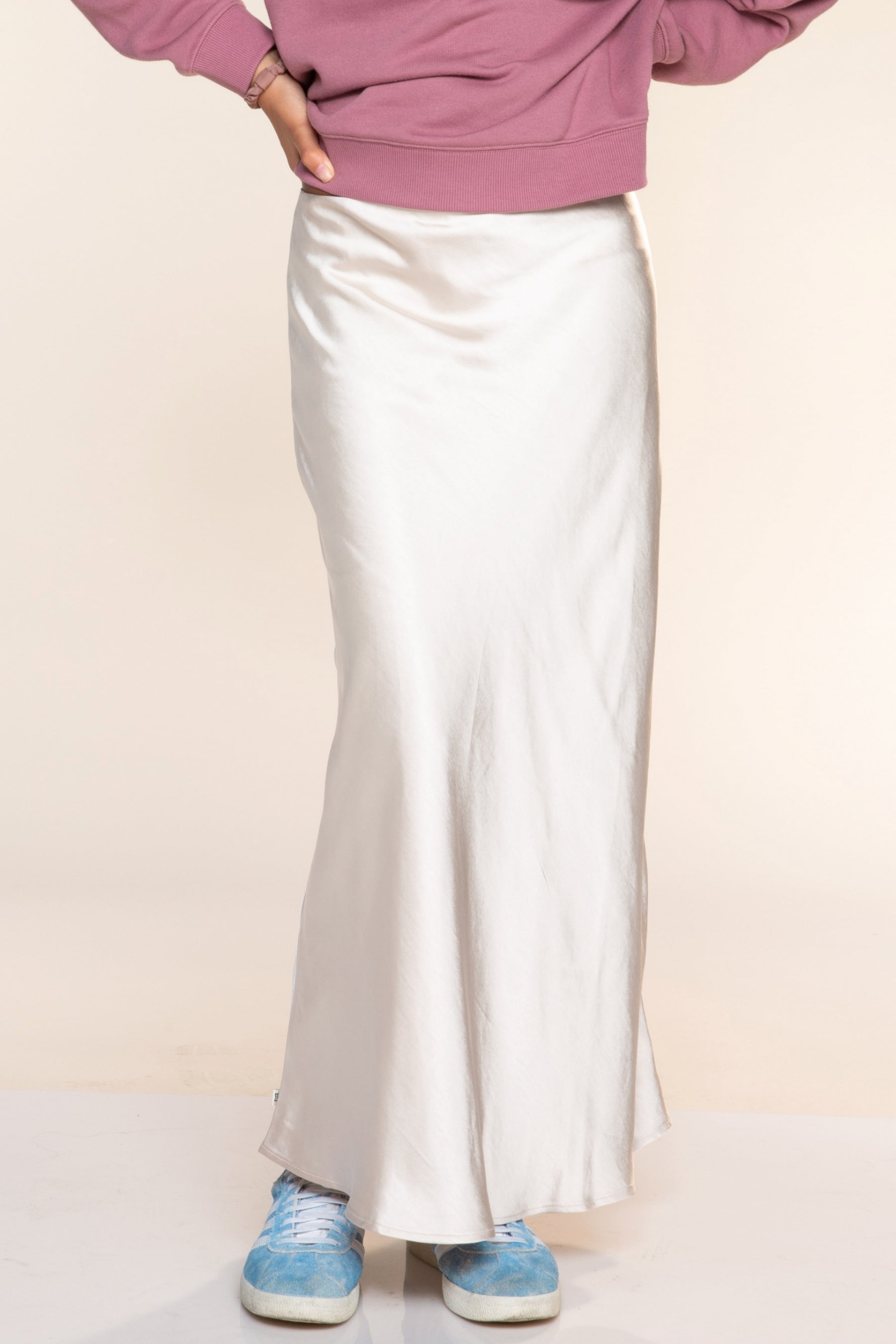 Washed Satin Maxi Skirt
