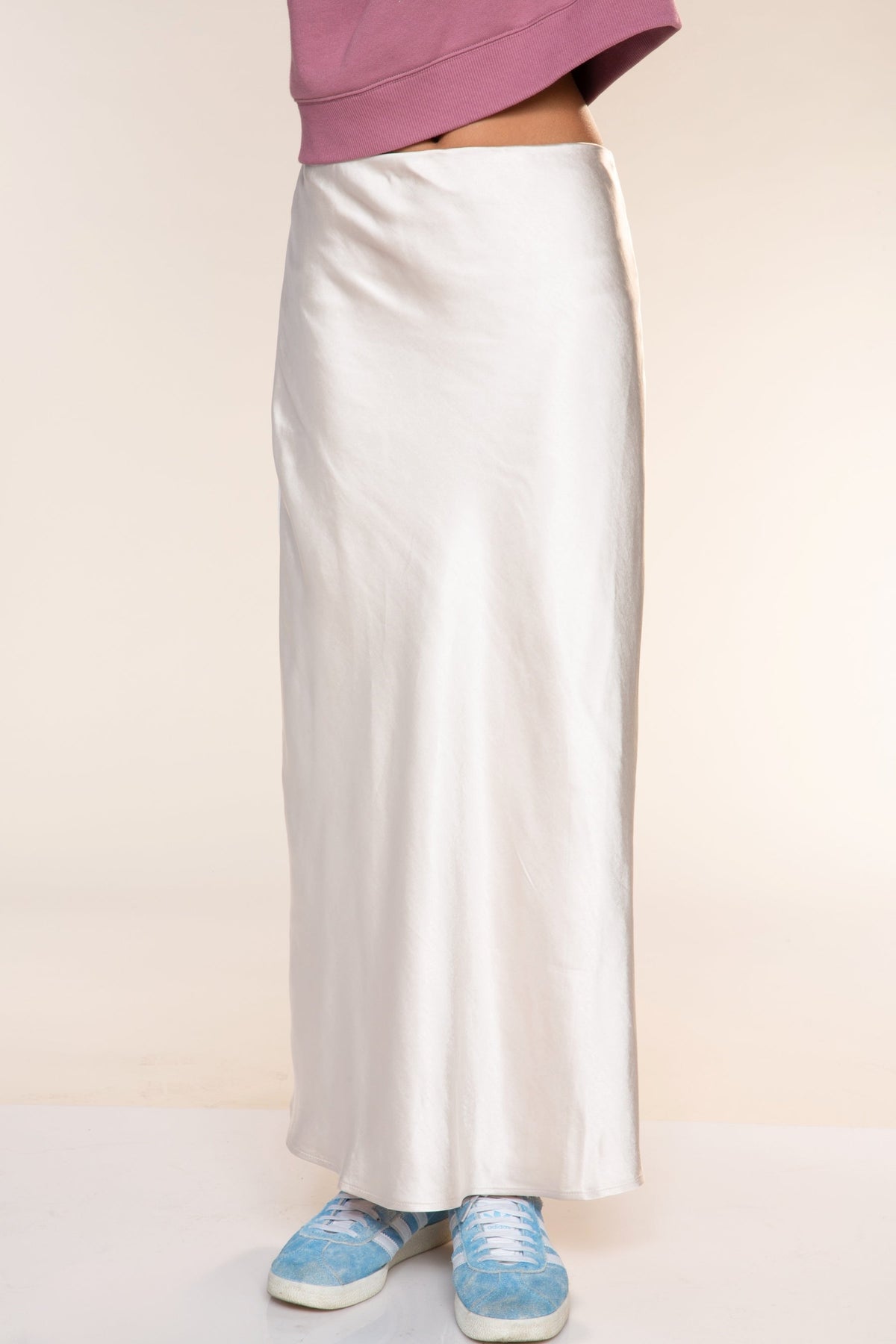 Washed Satin Maxi Skirt - Blue Ice - NEW!