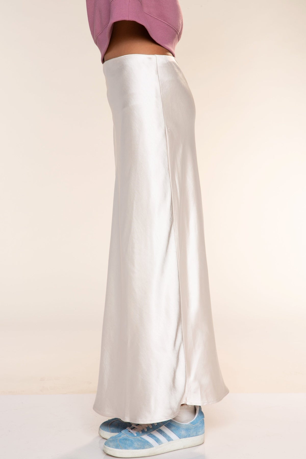 Washed Satin Maxi Skirt - Blue Ice - NEW!