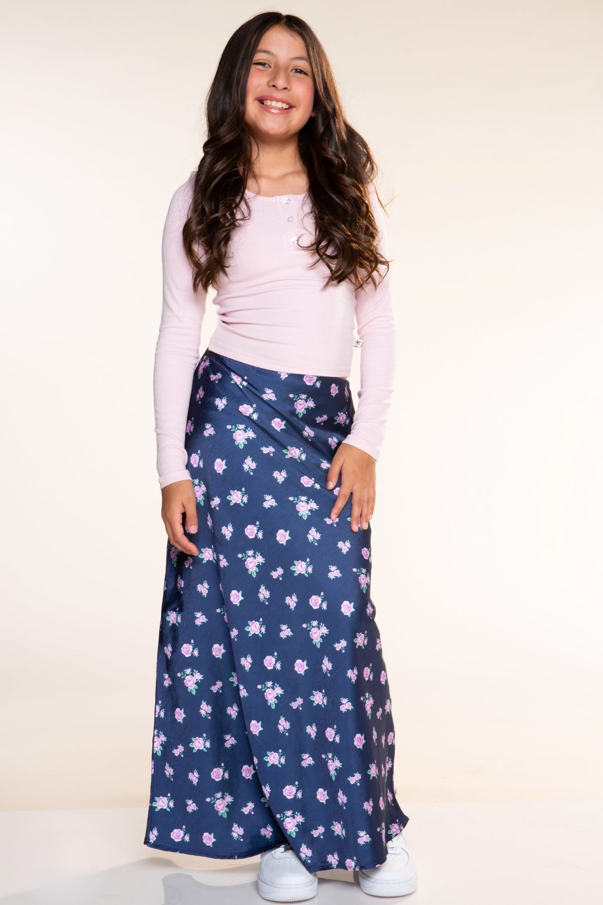Washed Satin Maxi Skirt - Blue Ice - NEW!