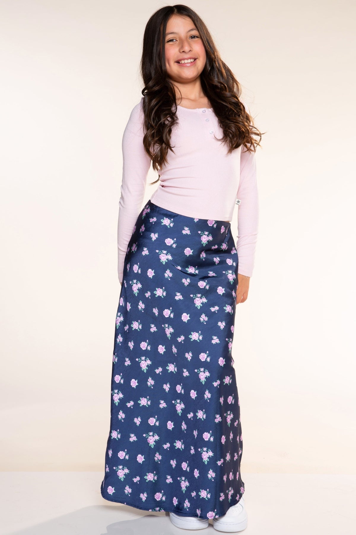 Washed Satin Maxi Skirt - Blue Ice - NEW!