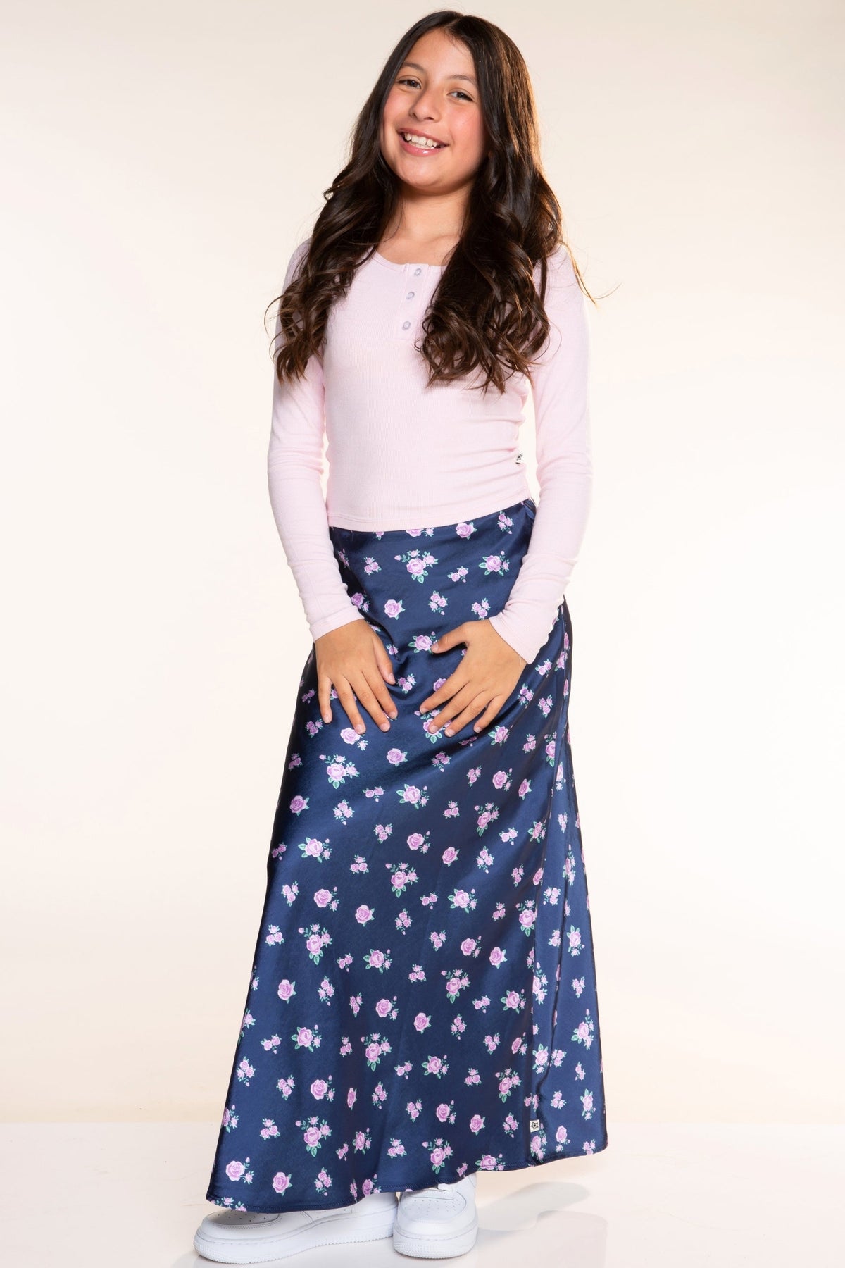 Washed Satin Maxi Skirt - Blue Ice - NEW!