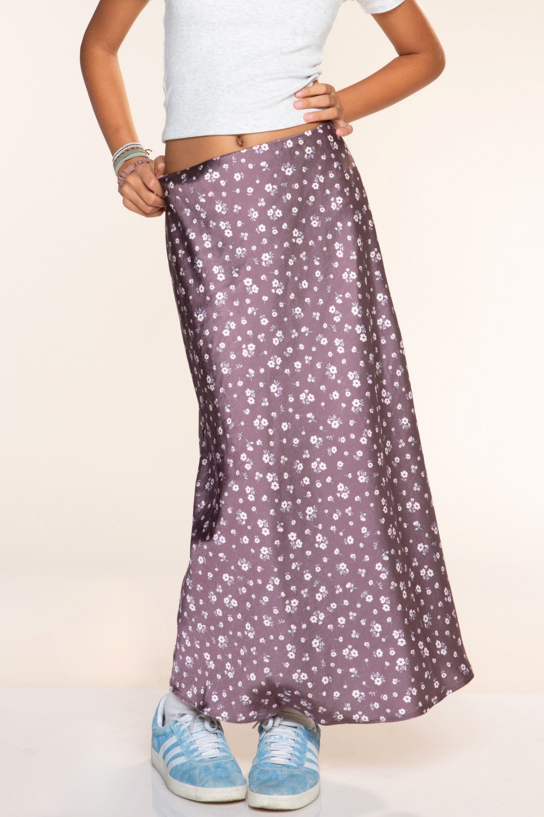 Washed Satin Maxi Skirt