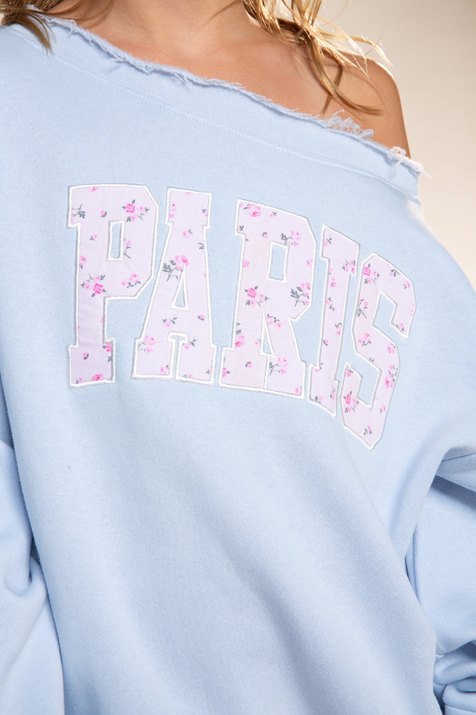 Cloud Soft Off The Shoulder Sweatshirt - Ice Blue Pink Denim Tie Dye - NEW!
