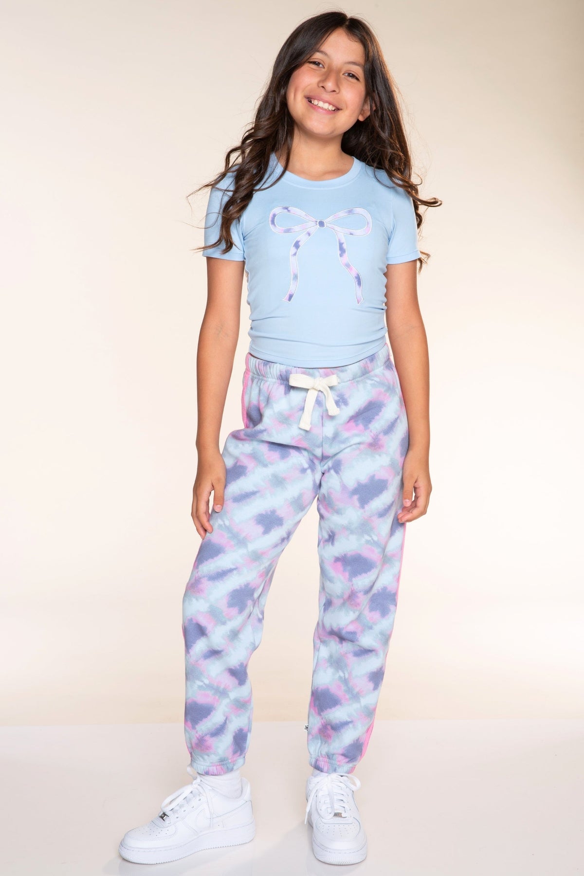 Simply Soft Short Sleeve Fitted Tee - Ice Blue Tie Dye Bow - NEW!