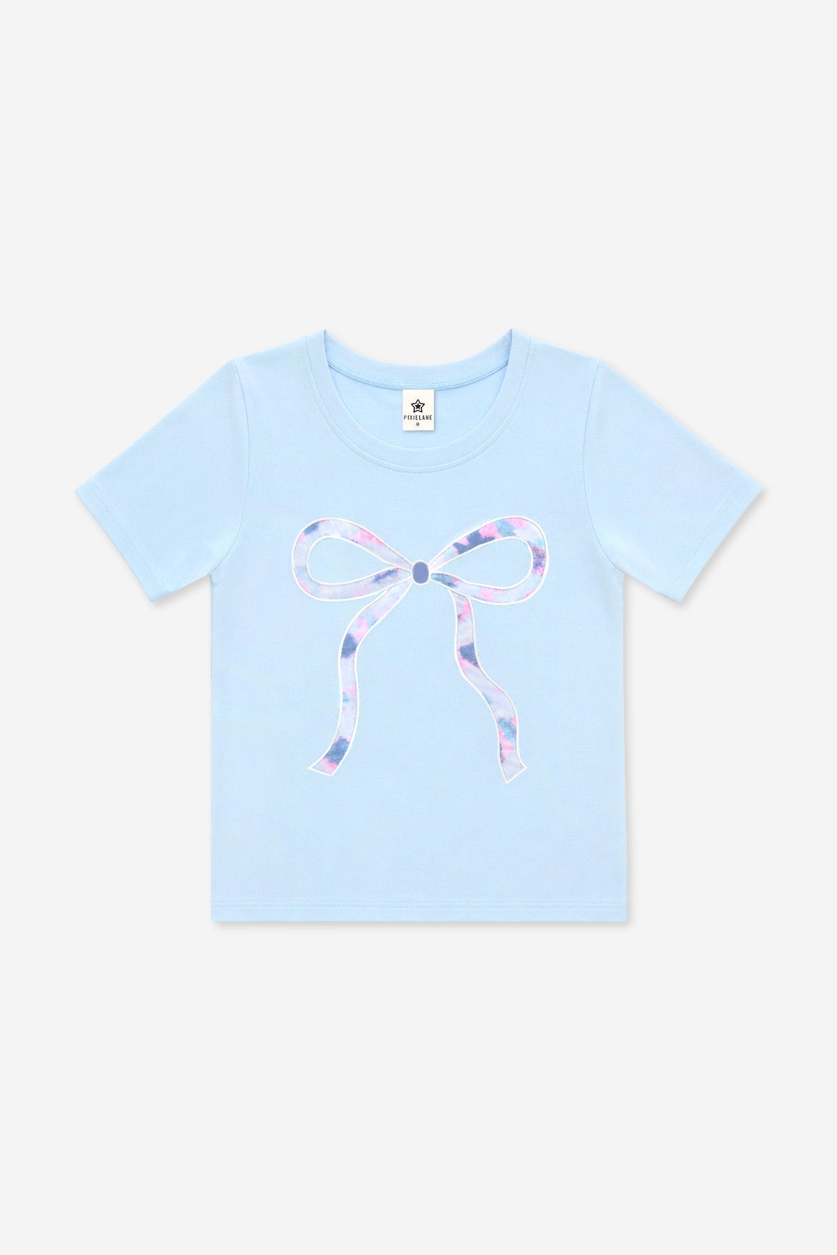 Simply Soft Short Sleeve Fitted Tee - Ice Blue Tie Dye Bow - NEW!