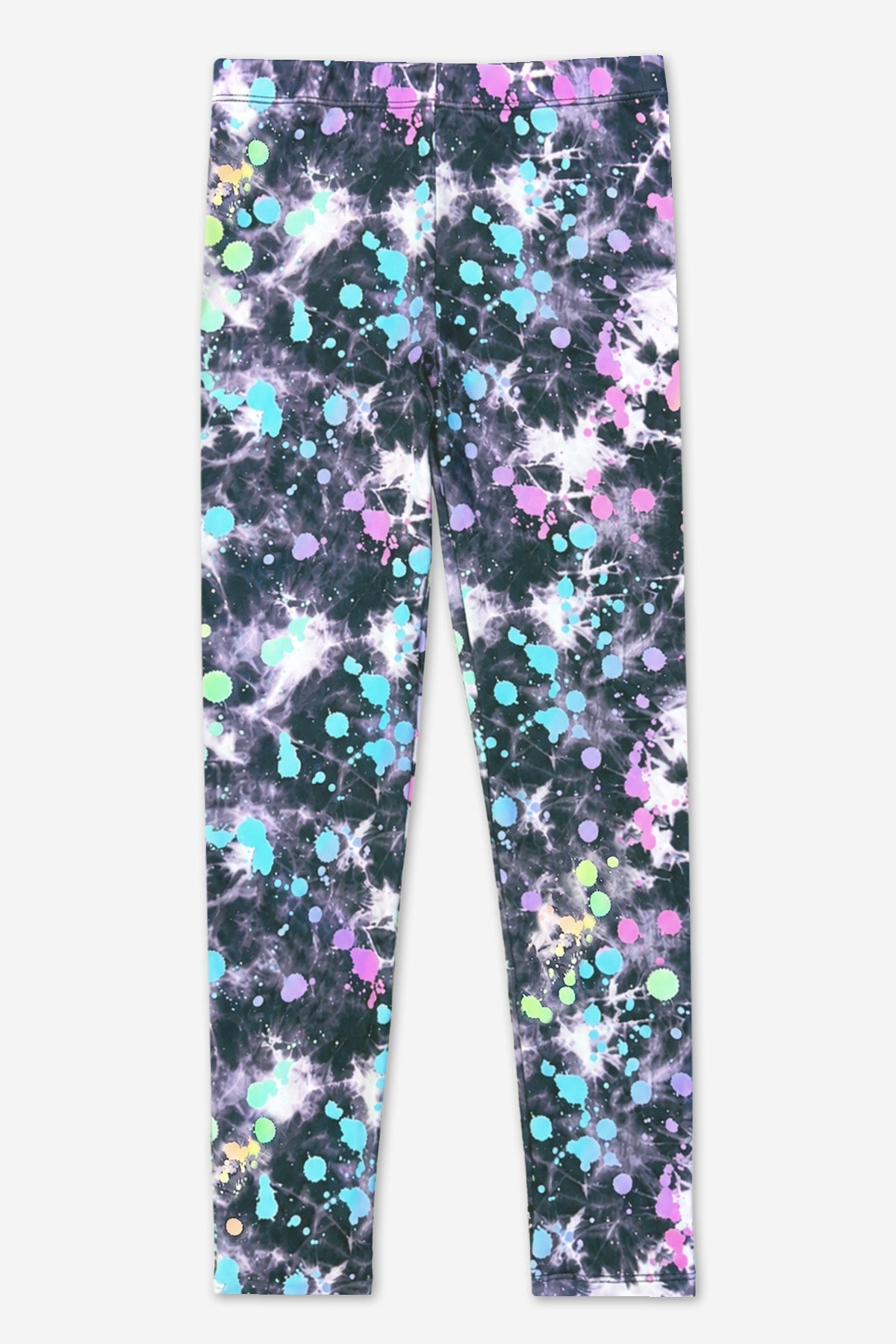 Simply Soft Long Legging. - Black Tie Dye Rainbow Splatter - NEW!