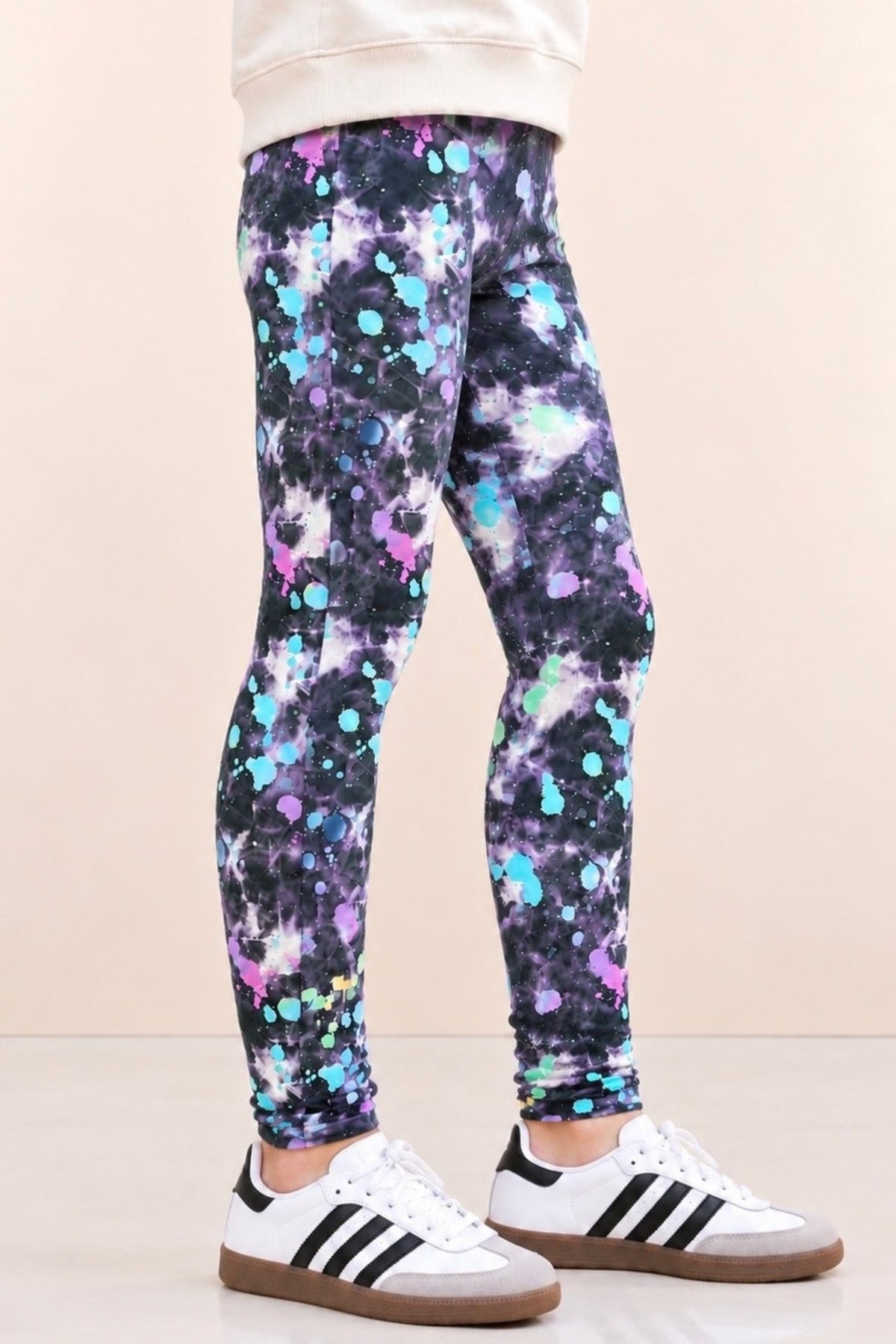 Simply Soft Long Legging. - Black Tie Dye Rainbow Splatter - NEW!