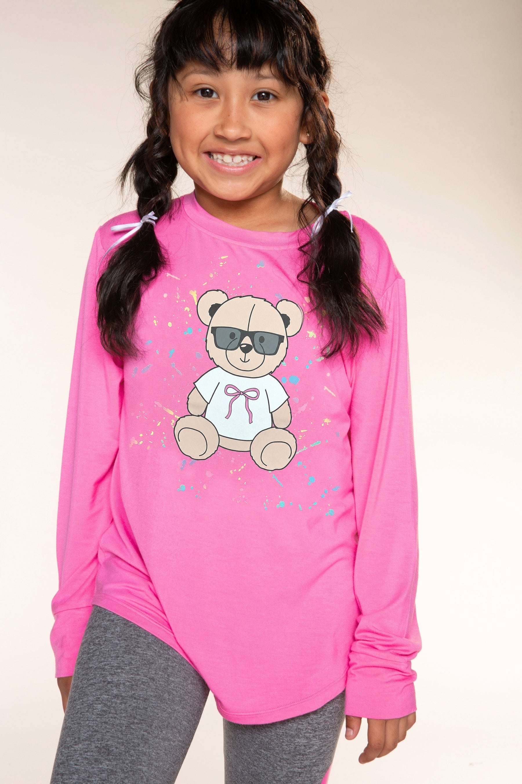 Modal Long Sleeve Shirttail Top - Pink Teddy - NEW!